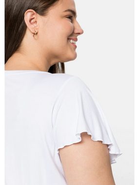 Sheego T-Shirt Große Größen mit Frontprint und Flügelärmeln