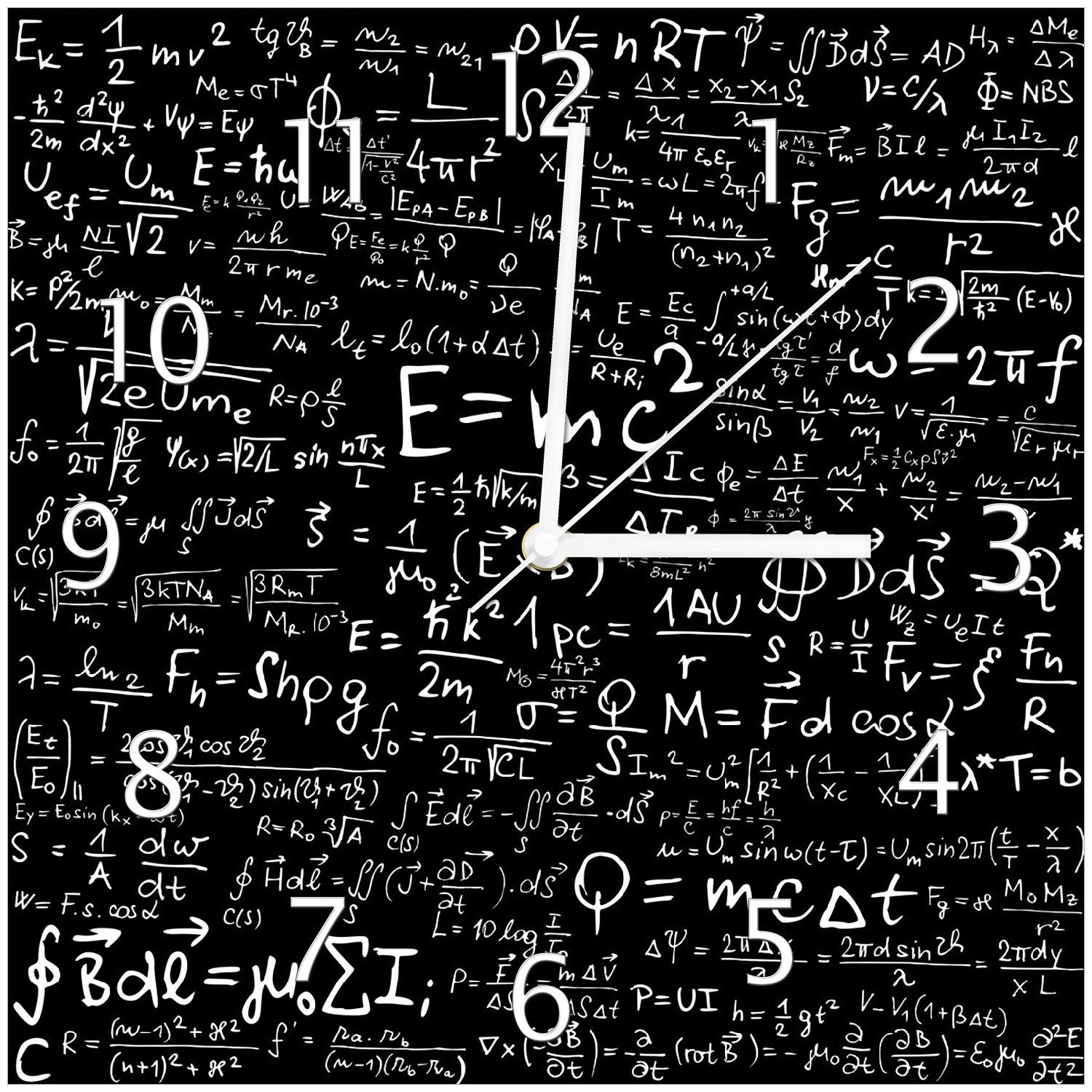 Wallario Wanduhr Mathematische Formeln  Relativitätstheorie (Glasuhr)