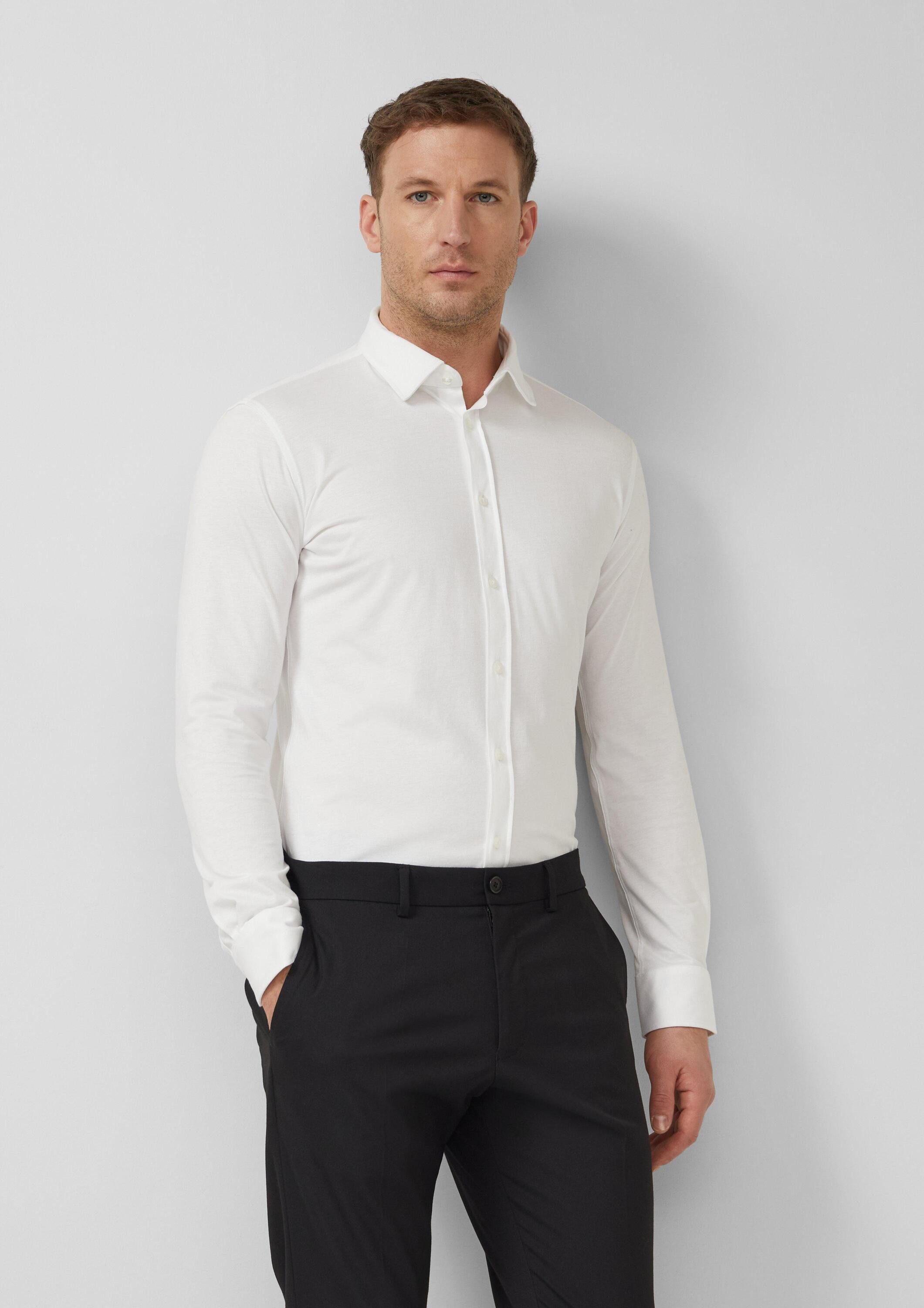 s.Oliver Langarmhemd Hemd Tailored Fit: Jersey-Hemd aus Baumwollstretch