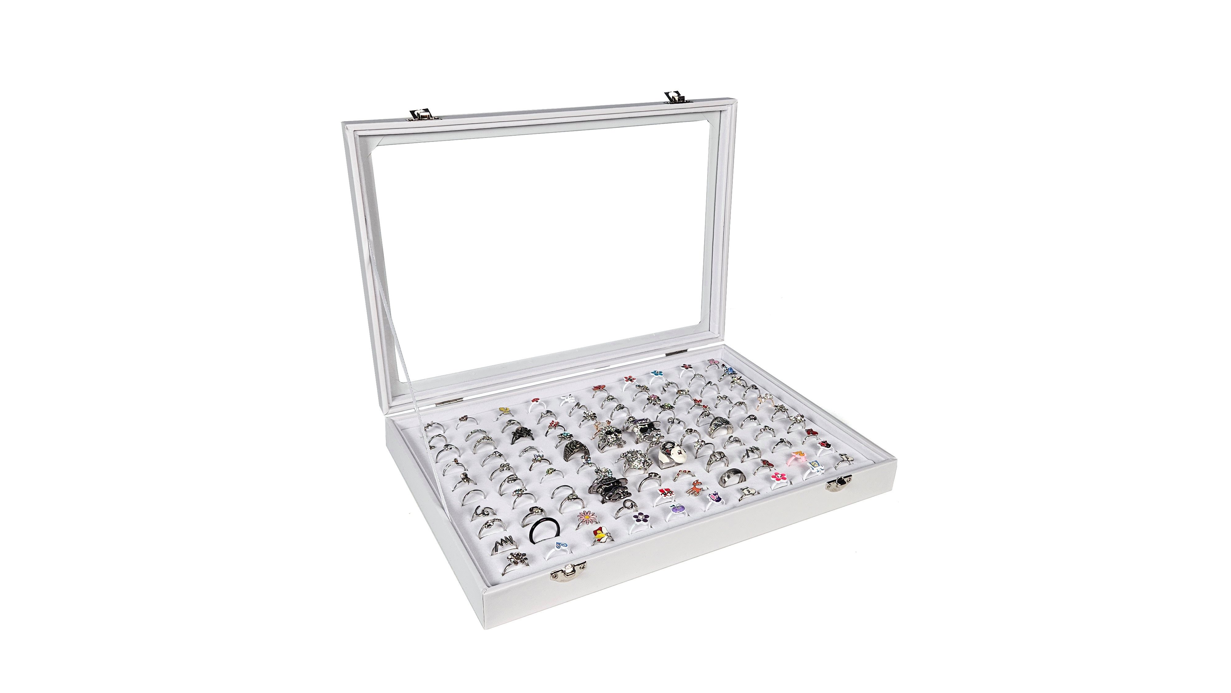 Yudu Schmuckkasten Schmucklade Schmuckkasten Schaukasten mit Glasdeckel Weiss