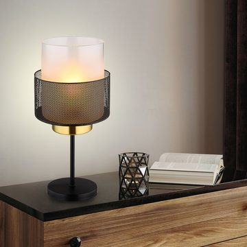 Globo Schreibtischlampe, Leuchtmittel inklusive, Warmweiß, Farbwechsel, Tischleuchte Beistellleuchte RGB LED Fernbedienung Gitter schwarz Glas
