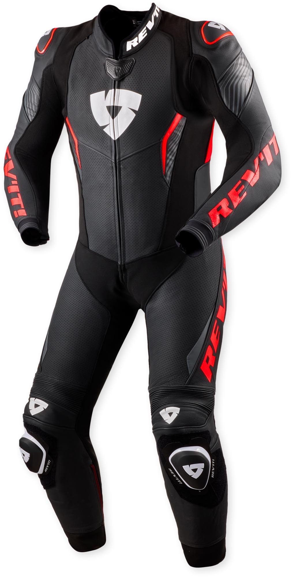 Revit Motorradkombi Argon 3 perforierte 1-Teiler Motorrad Lederkombi Airbag vorbereitet,vorbereitet für Trinksystem,Ellenbogenprotekto