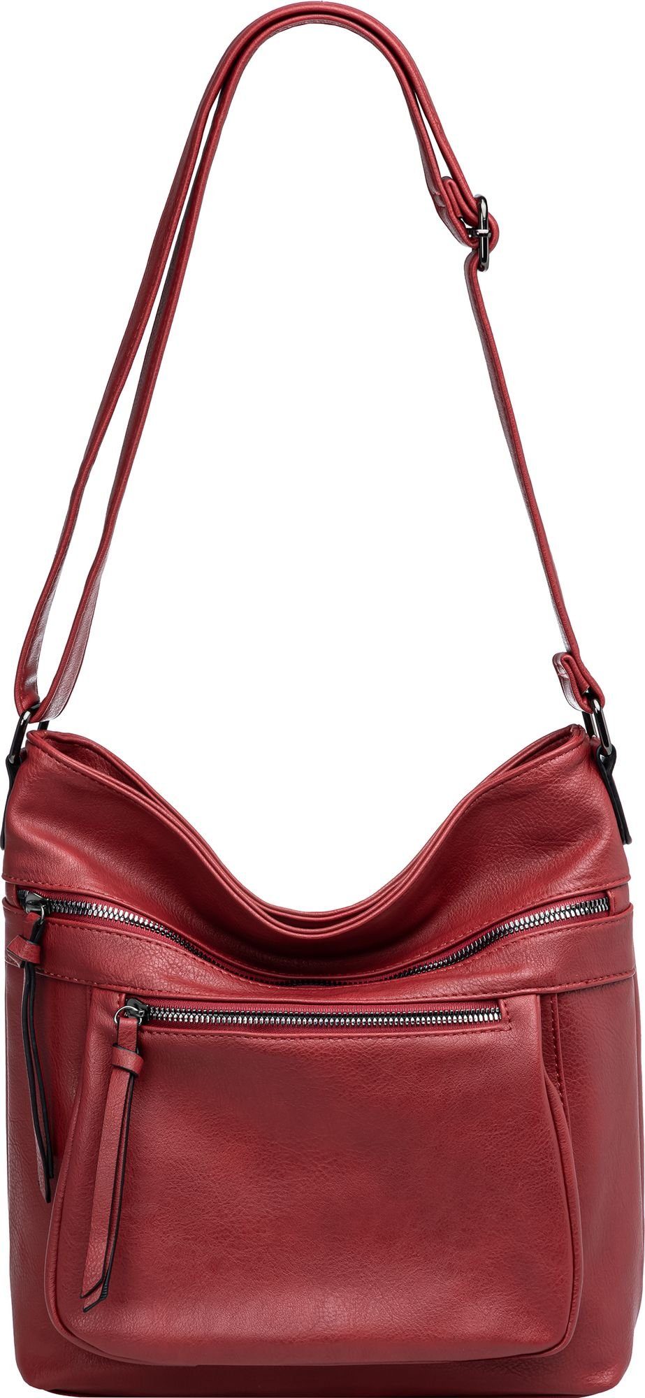 Caspar Umhängetasche TS1070 sportlich elegante mittelgroße Damen Crossbody Bag Umhängetasche rot