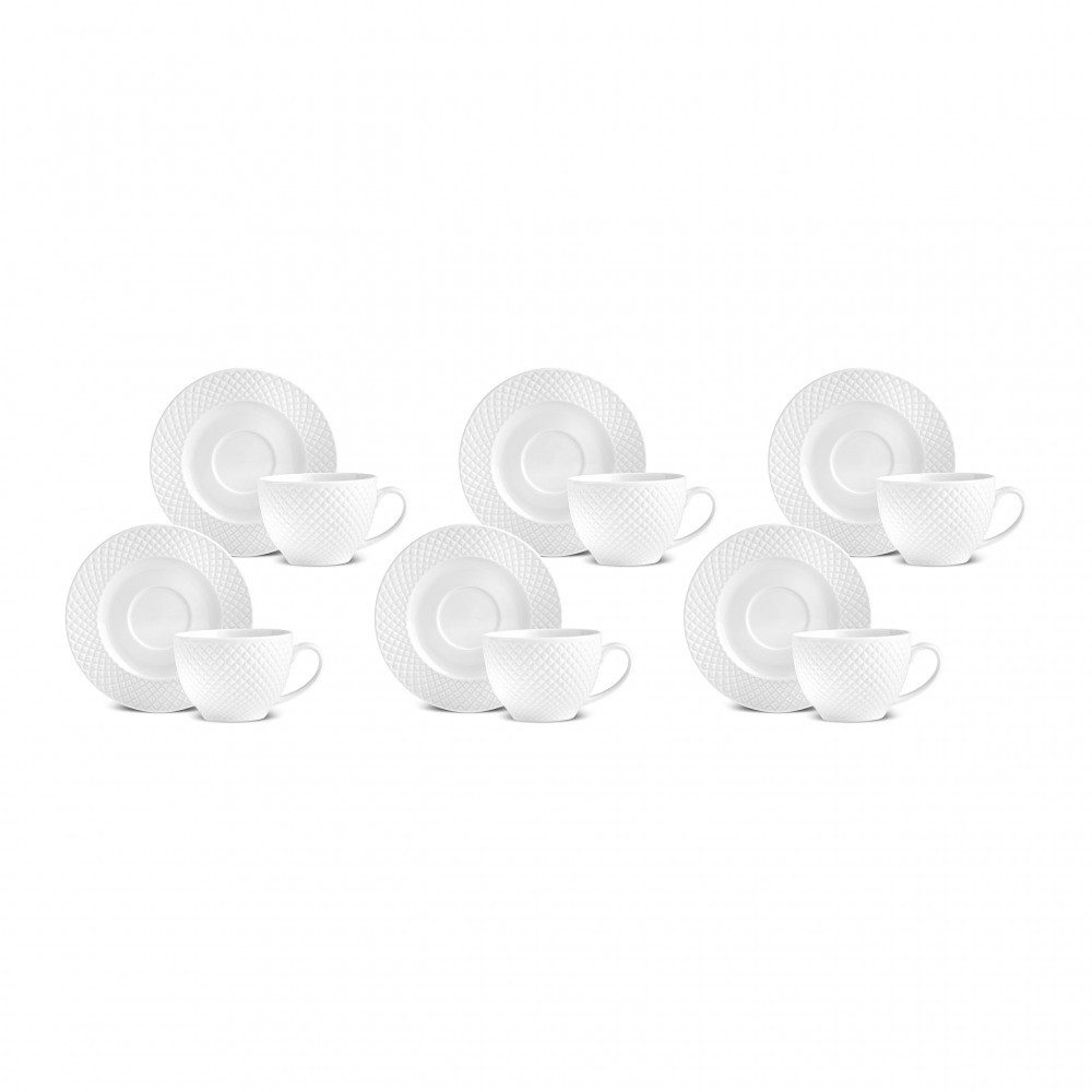 Karaca Teeservice Karaca Nina Embossed Teetassen-Set für 6 Personen, 220 ml