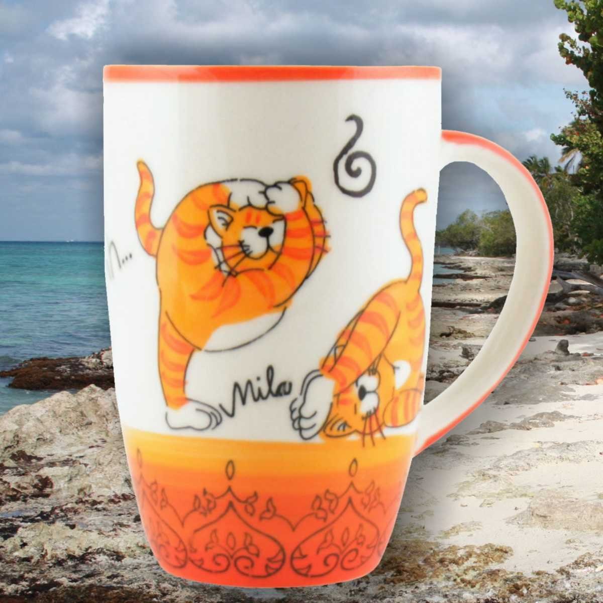 Mila Becher Keramik-Design-Becher Katze, Mila Oommh Yoga Keramik