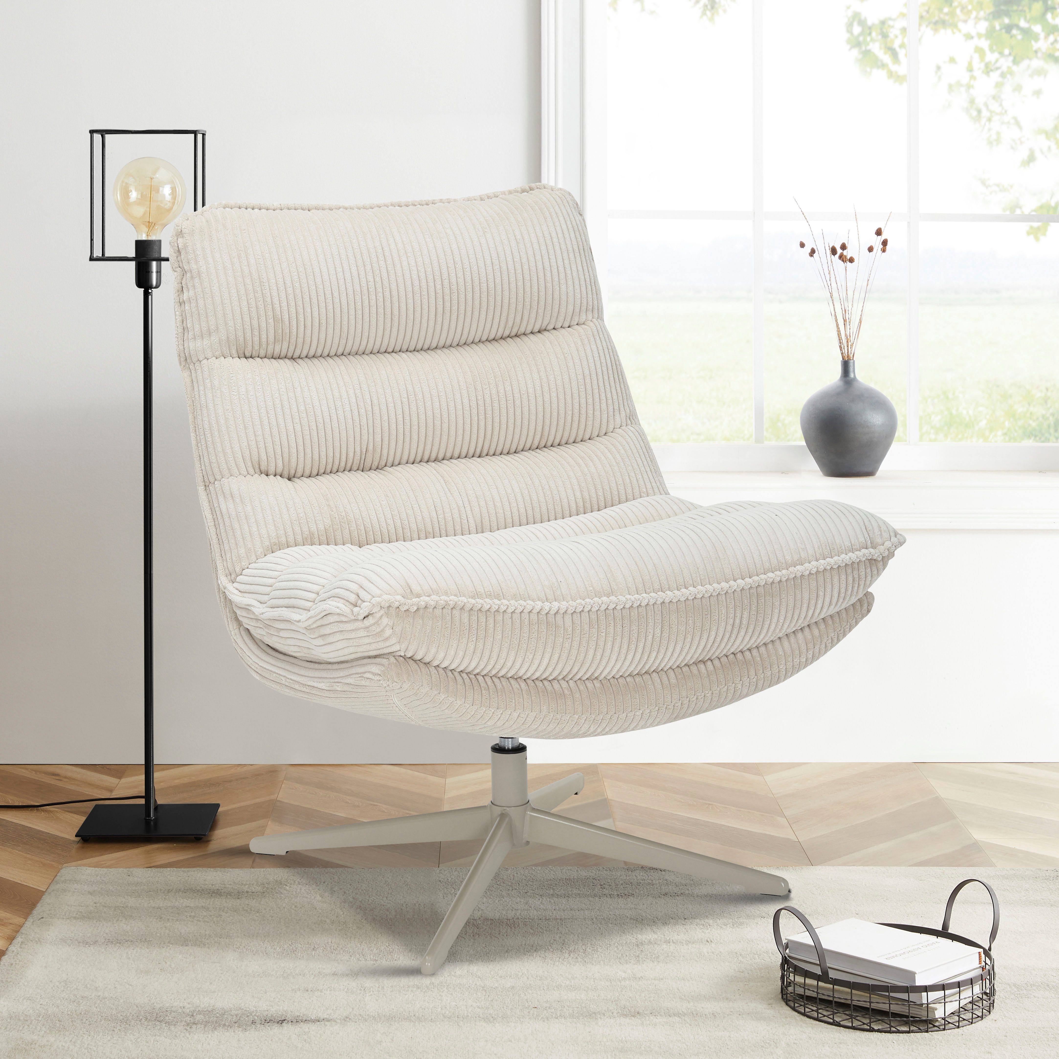 OTTO home Sessel AVAA, Loungesessel im softem Cord-Bezug, 360° Grad drehbar günstig online kaufen