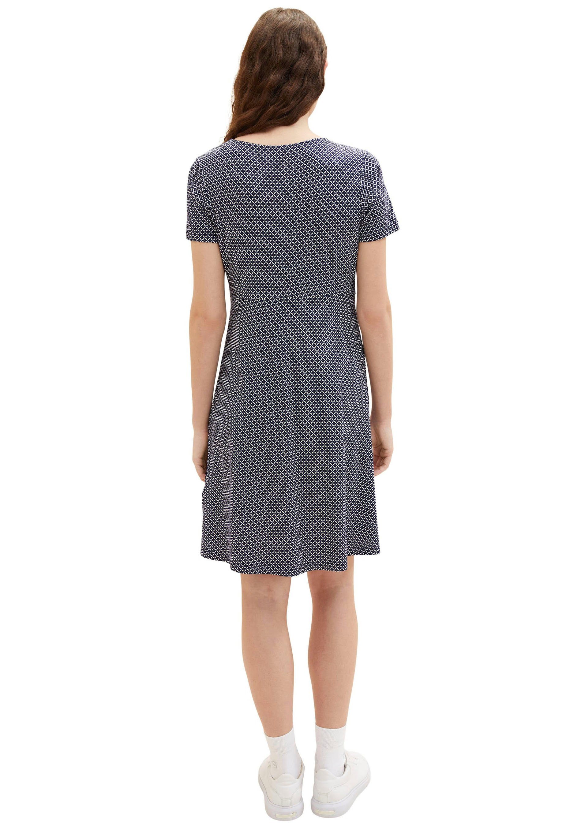 TOM TAILOR Jerseykleid mit modischem navy Allover-Druck geometric