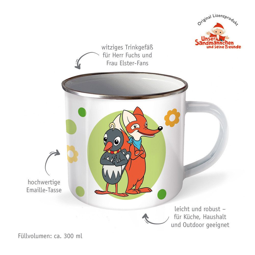 Trötsch Verlag Tasse Trötsch Unser Sandmännchen Emaille Becher Tasse Fuchs und Elster