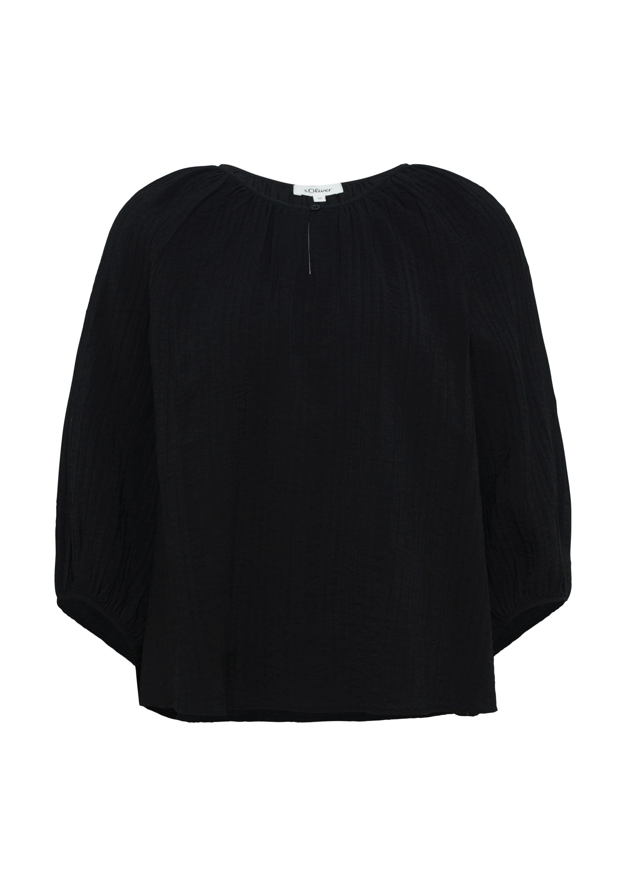 s.Oliver Kurzarmbluse Bluse Strukturierte Relaxed-Fit-Bluse mit Raffungen und Raglanärmeln