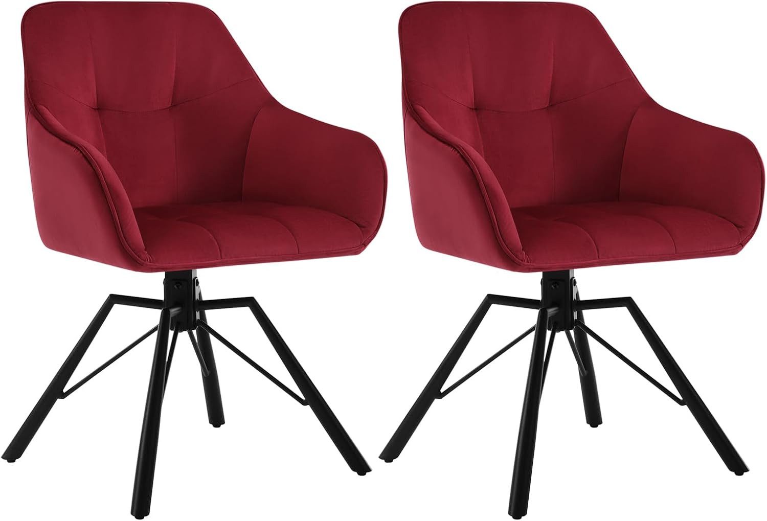 Esszimmerstuhl 2er-Set Armlehnstuhl Bordeaux Burgundy Weinrot Schwarz