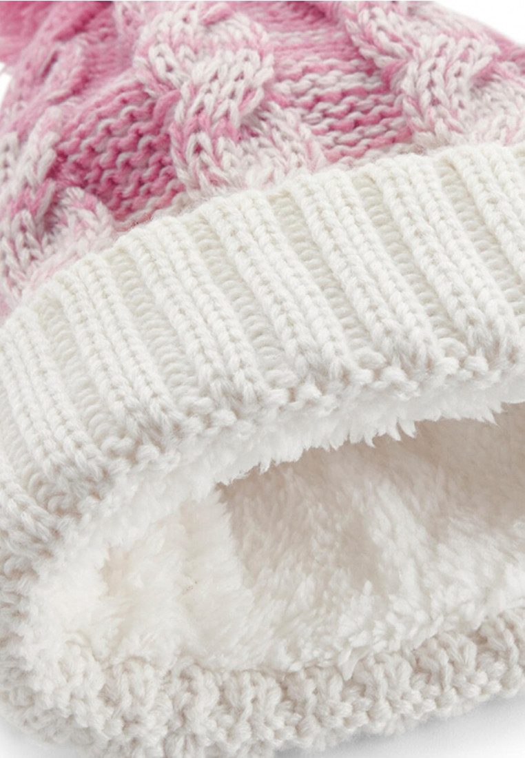 Yuhu Bommelmütze Damen Strickmütze mit Fleecefutter und Farbverlauf für Wintertage