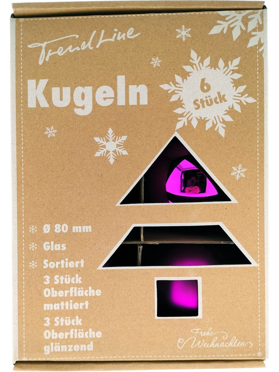 Trend Line Christbaumschmuck TrendLine Deko Set aus 6 Christbaumkugeln aus Glas