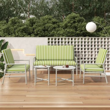 SIKAINI Gartenstuhl (Grün-weiß gestreifte Sitzkissen (abnehmbar und waschbar) mit Bändern, 1 St), Langlebig, nicht leicht verformbar oder beschädigt