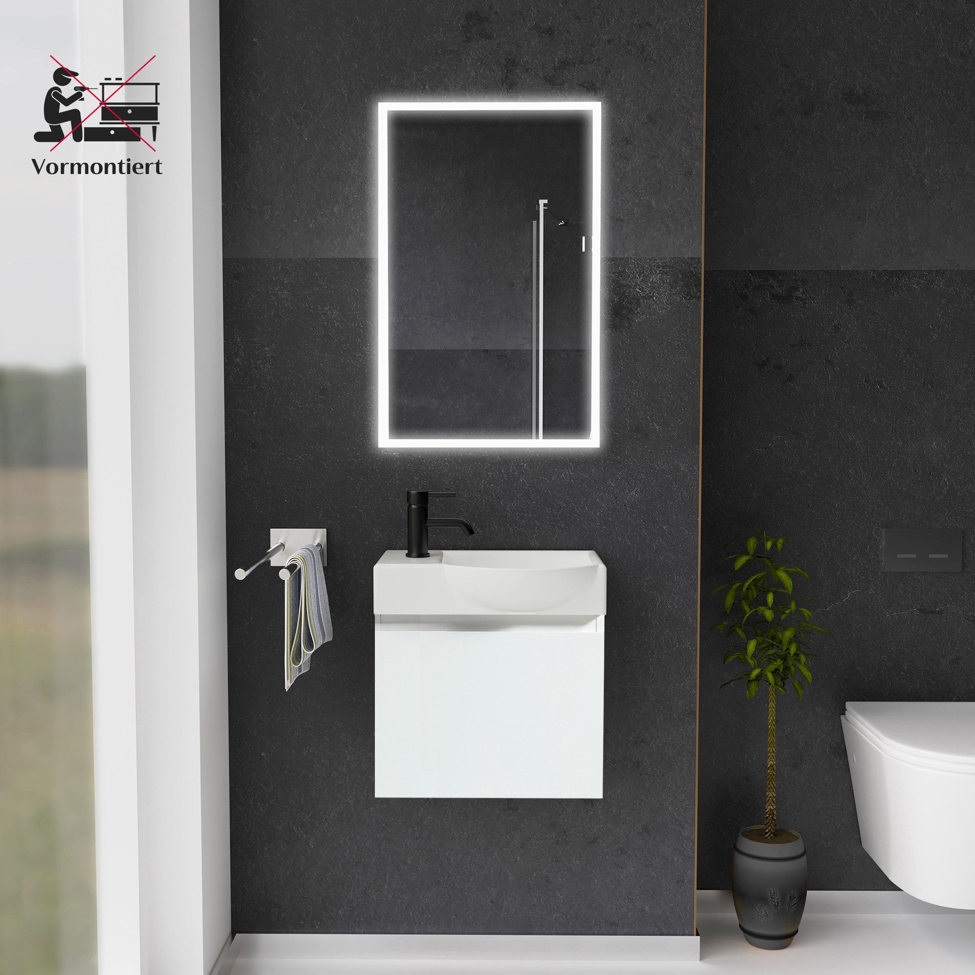 Alpenberger Badmöbel-Set - Gäste WC Waschbecken günstig online kaufen