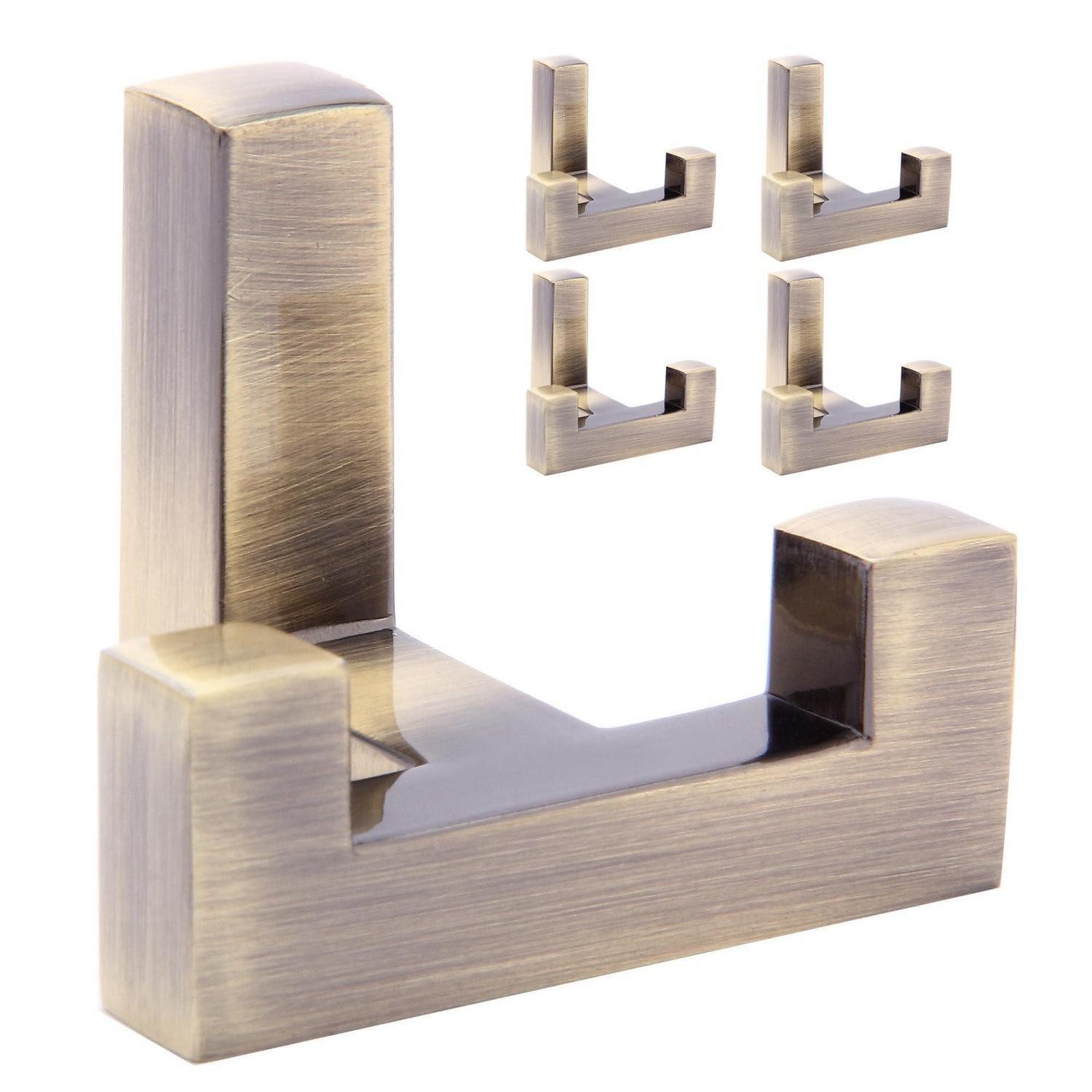 LuxusKollektion Wandhaken Garderobenhaken Messing Doppelköpfig Silber Verchromt, (2-St)