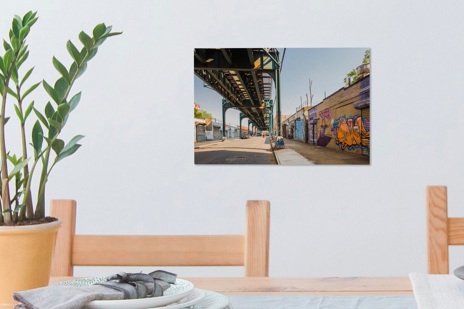 Leinwandbild Graffiti-Gasse, Aufhängefertig, Wandbild OneMillionCanvasses® Wanddeko, (1 St), Leinwandbilder, 30x20 cm