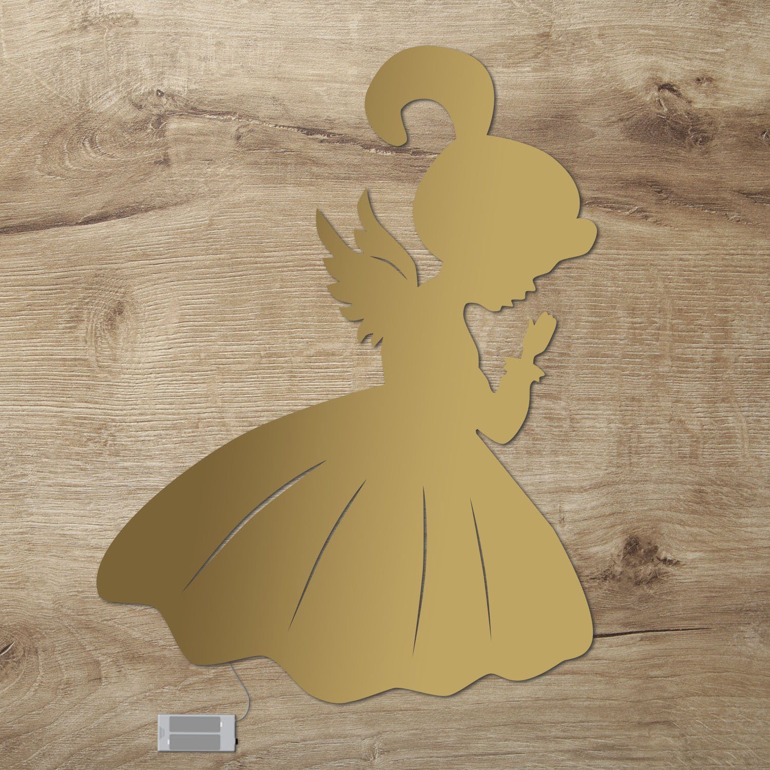 Namofactur LED Nachtlicht Schutzengel Nachtlicht Wandlampe Holz Wand Deko Lampe Kinderzimmer, Ohne Zugschalter/Stern, LED fest integriert, Warmweiß