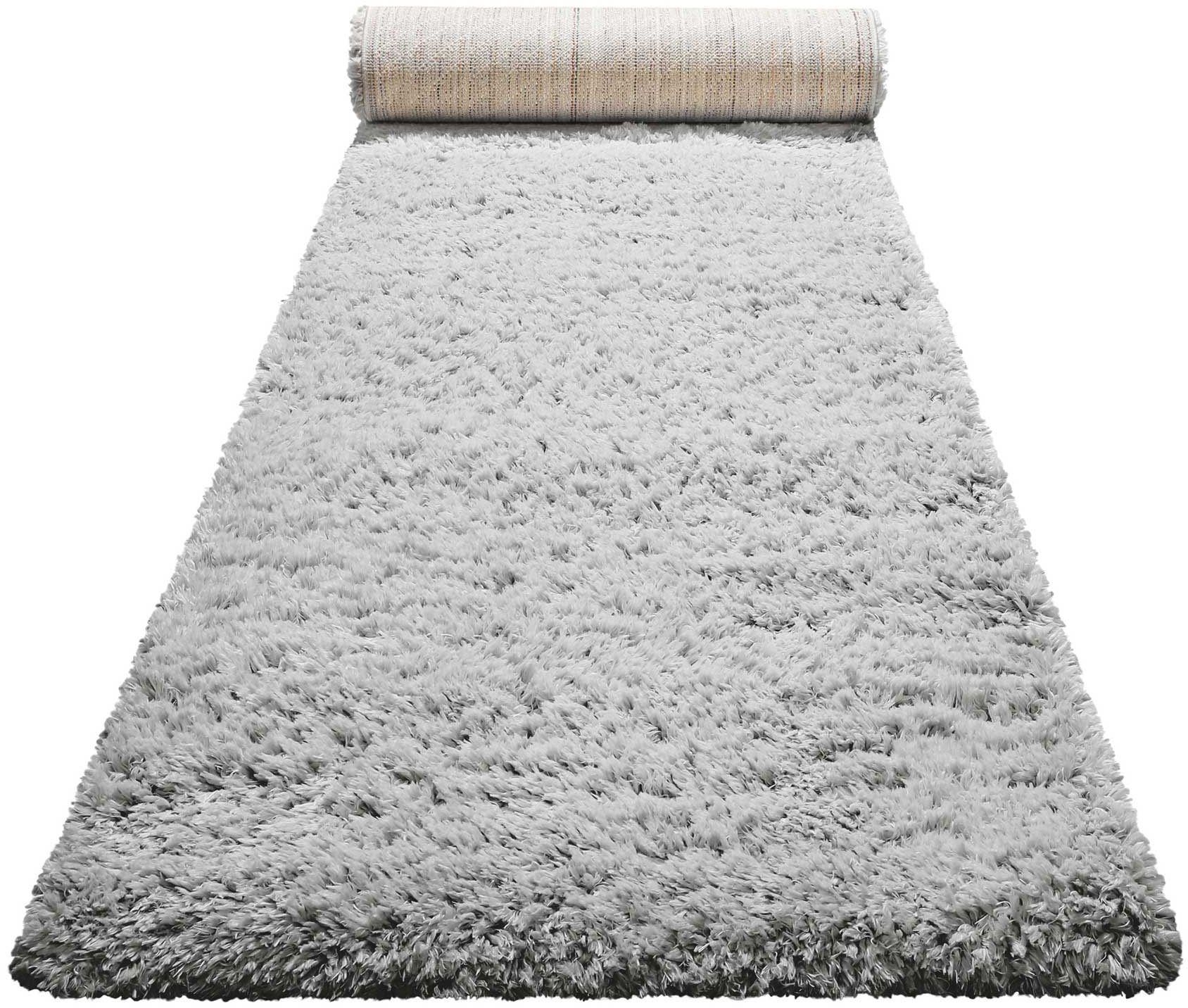 Hochflor-Teppich Matteo HL-0961, Homie Living, Shaggy, Langflor, aus 100% rechteckig, mm, nachhaltig Wohnzimmer grau/grau 50 recyceltem PET, Höhe