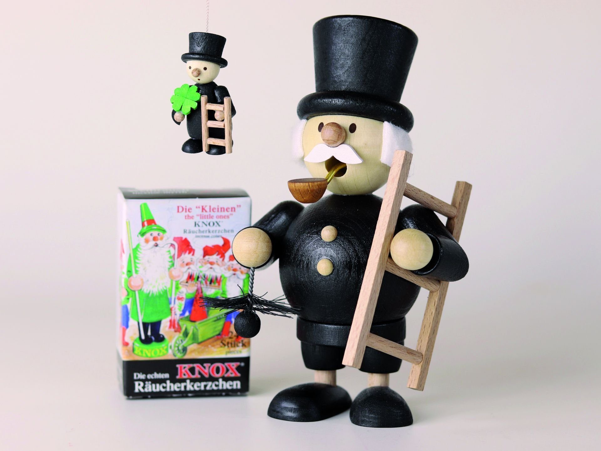 Ullrich Kunsthandwerk Räuchermännchen Räuchermann Essenkehrer mit Leiter + Räucherkerzen BxH 8,5x12,2cm