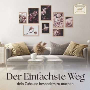 Heimlich Poster Set als Wohnzimmer Deko, Bilder DIN A3 & DIN A4, Pretty in Pink, Blumen