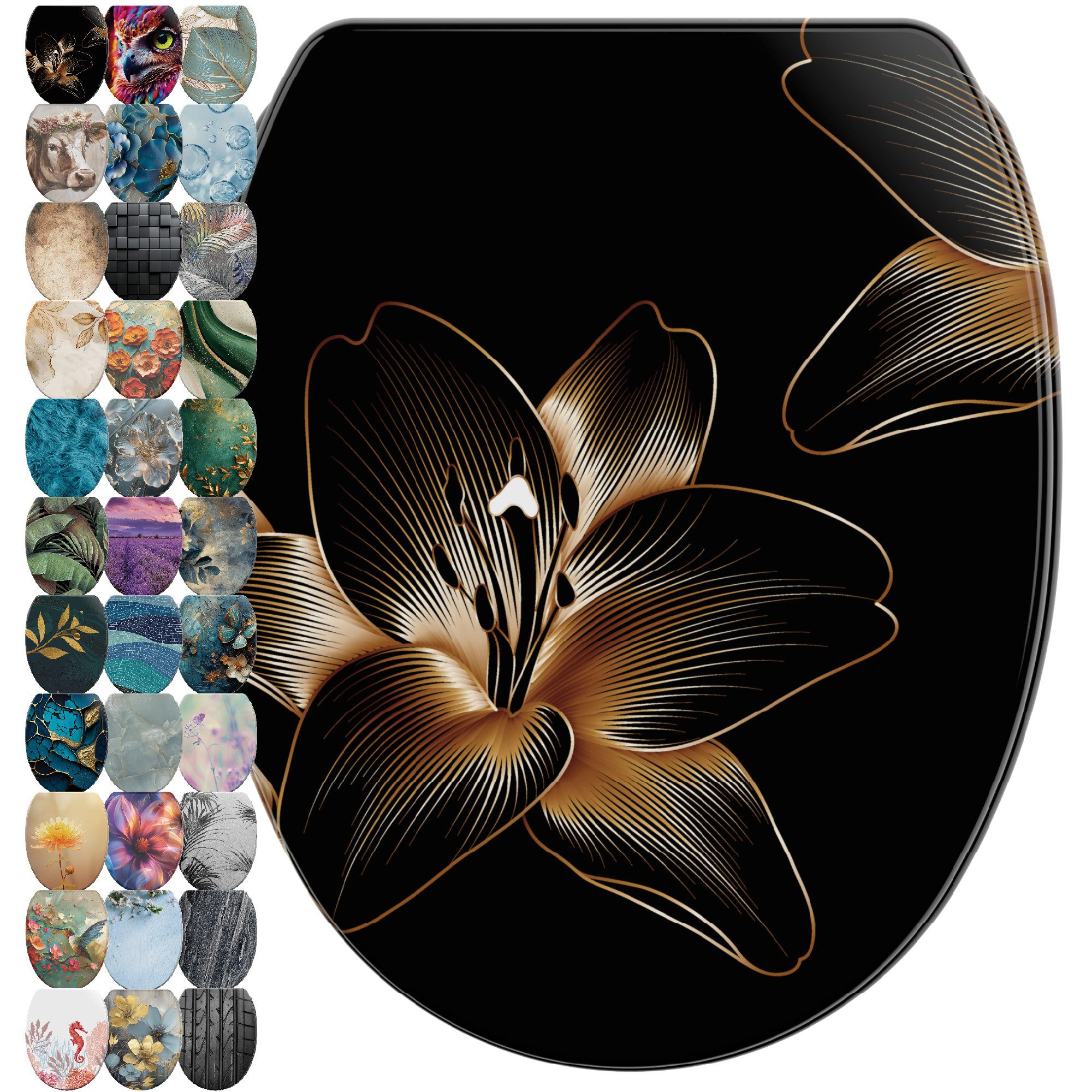 Sanilo WC-Sitz mit Absenkautomatik & Top Fix in vielen Designs, hochwertig, abnehmbar, leichte Montage von oben, mit Schraubenzieher