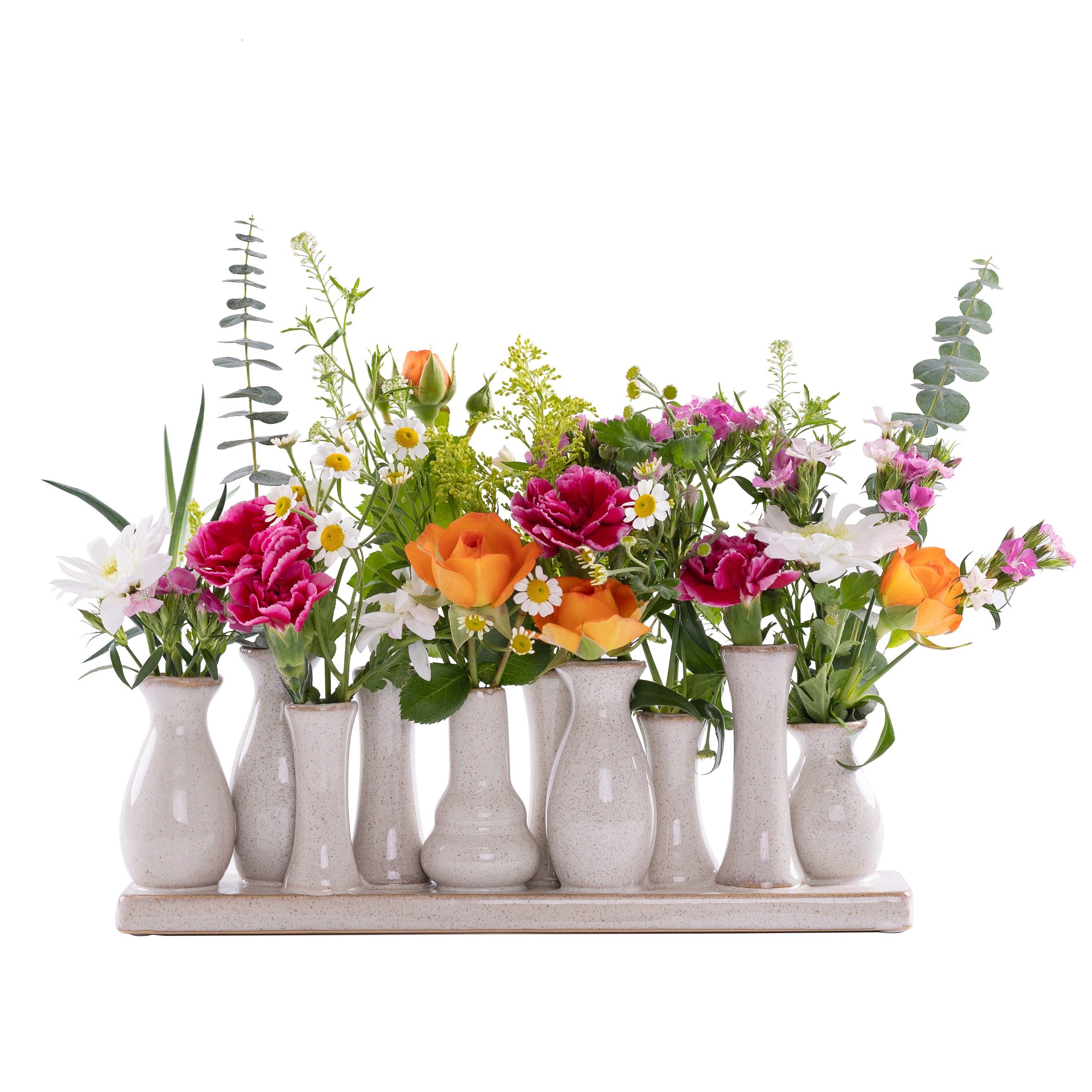 Jinfa Dekovase Blumenvasen, auf Jinfa festem (24,99Euro/Stück) 1 Antik-Weiß Vasen Sockel, Stück handgefertigte