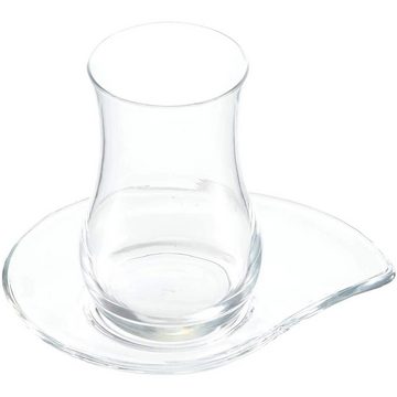 Pasabahce Gläser-Set EVA301, Glas, hochwertige Teegläser, 6 x Teegläser, 6 x Untertasse