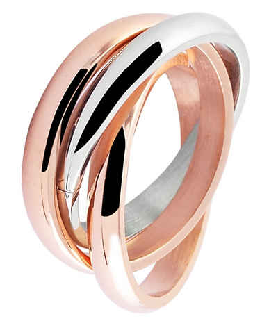 AKZENT Fingerring Anea Edelstahl Damenring bicolor Gr. 52 – 62, Wickelring, Damen Ring