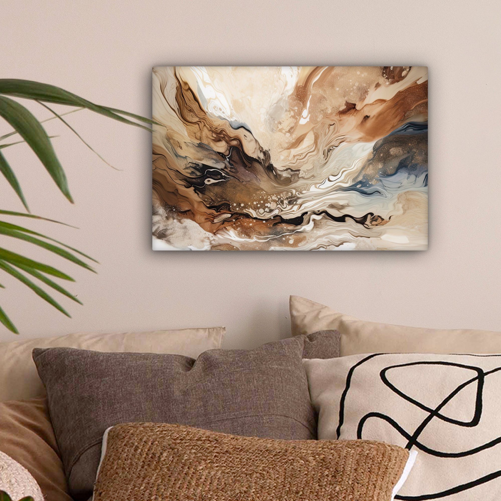 OneMillionCanvasses® Leinwandbild Abstrakt - Kunst - Farbe - Beige - Modern günstig online kaufen