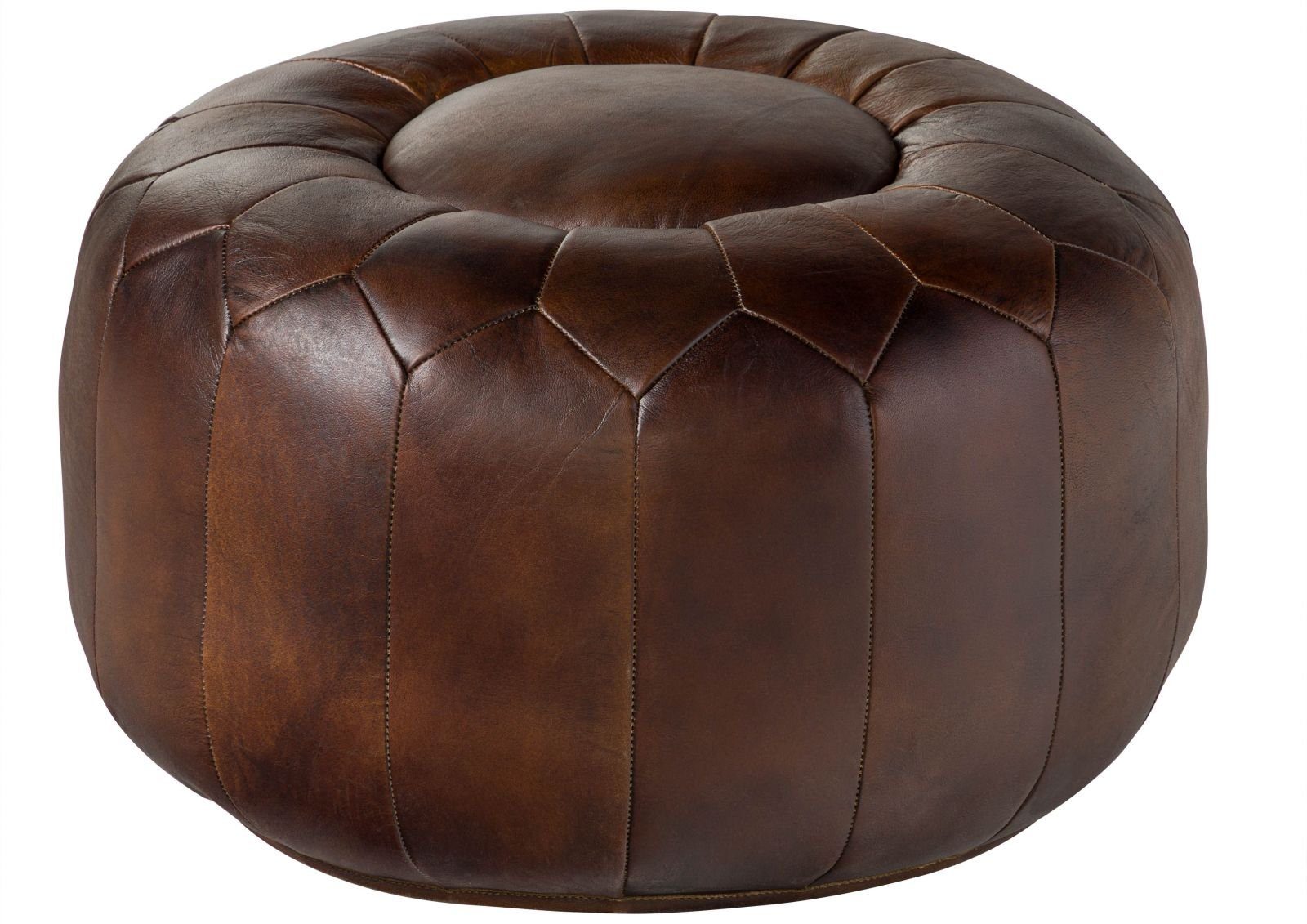 Massivmoebel24 Hocker (Pouf Hocker Echtleder 60x60x38 braun CHESTERFIELD #1 günstig online kaufen