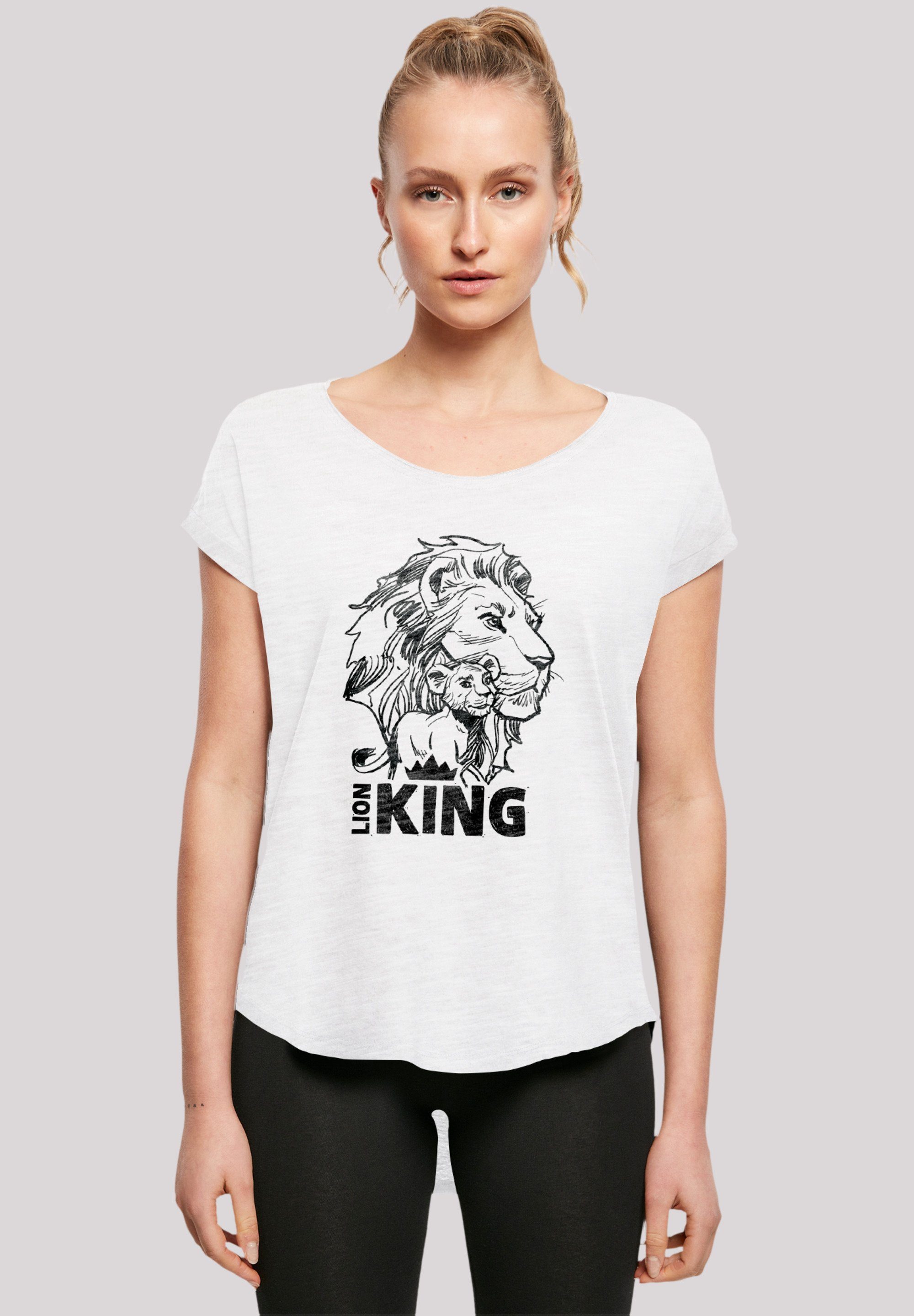 Premium Baumwollstoff white Qualität, Löwen Tragekomfort F4NT4STIC T-Shirt Sehr mit König weicher Disney hohem Together der
