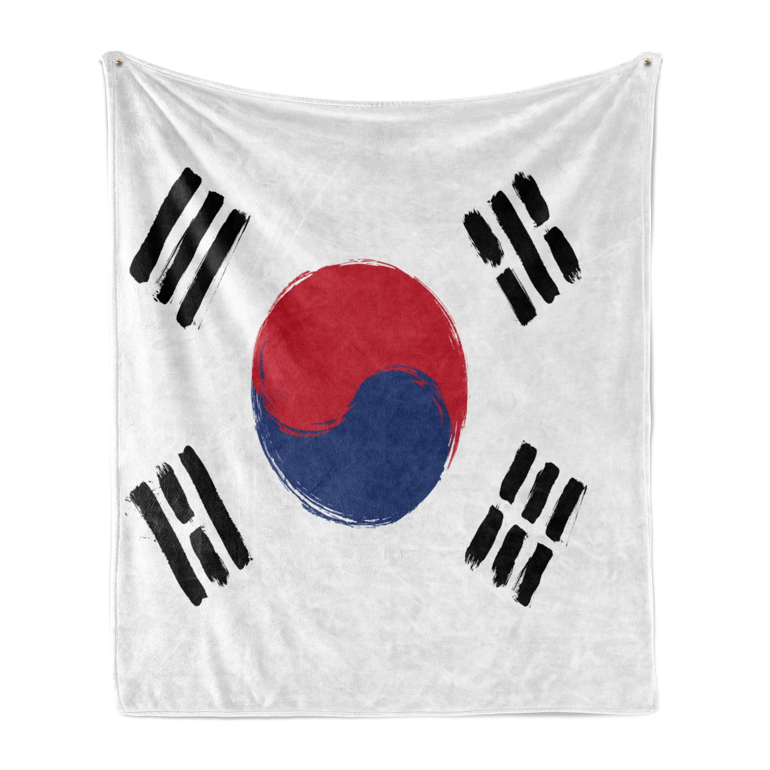 Wohndecke Gemütlicher Plüsch für den Innen- und Außenbereich, Abakuhaus, Korean Flag Land Grunge Painting