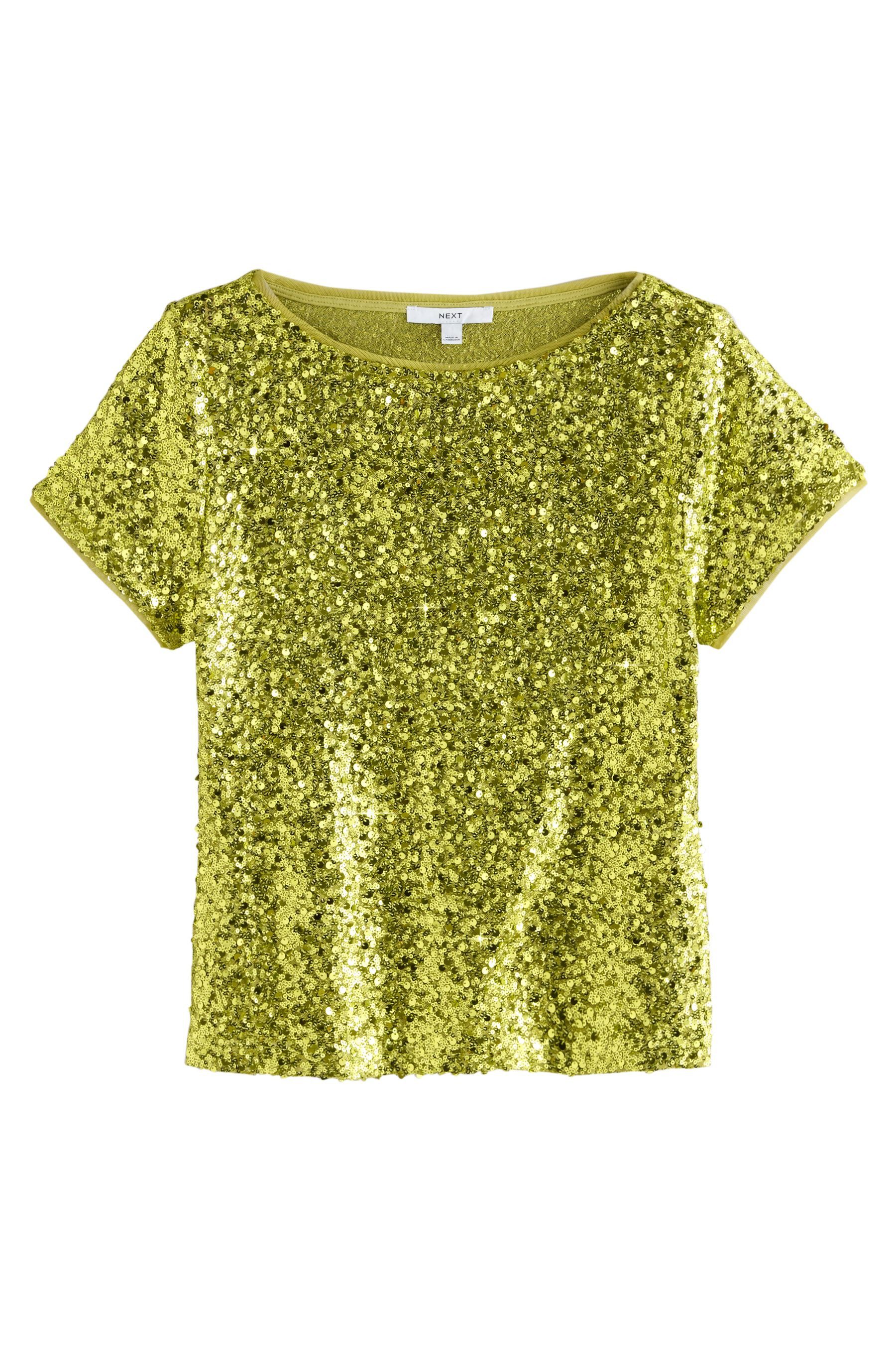 Next Paillettenshirt Kurzarmshirt mit Pailletten und U-Boot-Ausschnitt (1-t günstig online kaufen