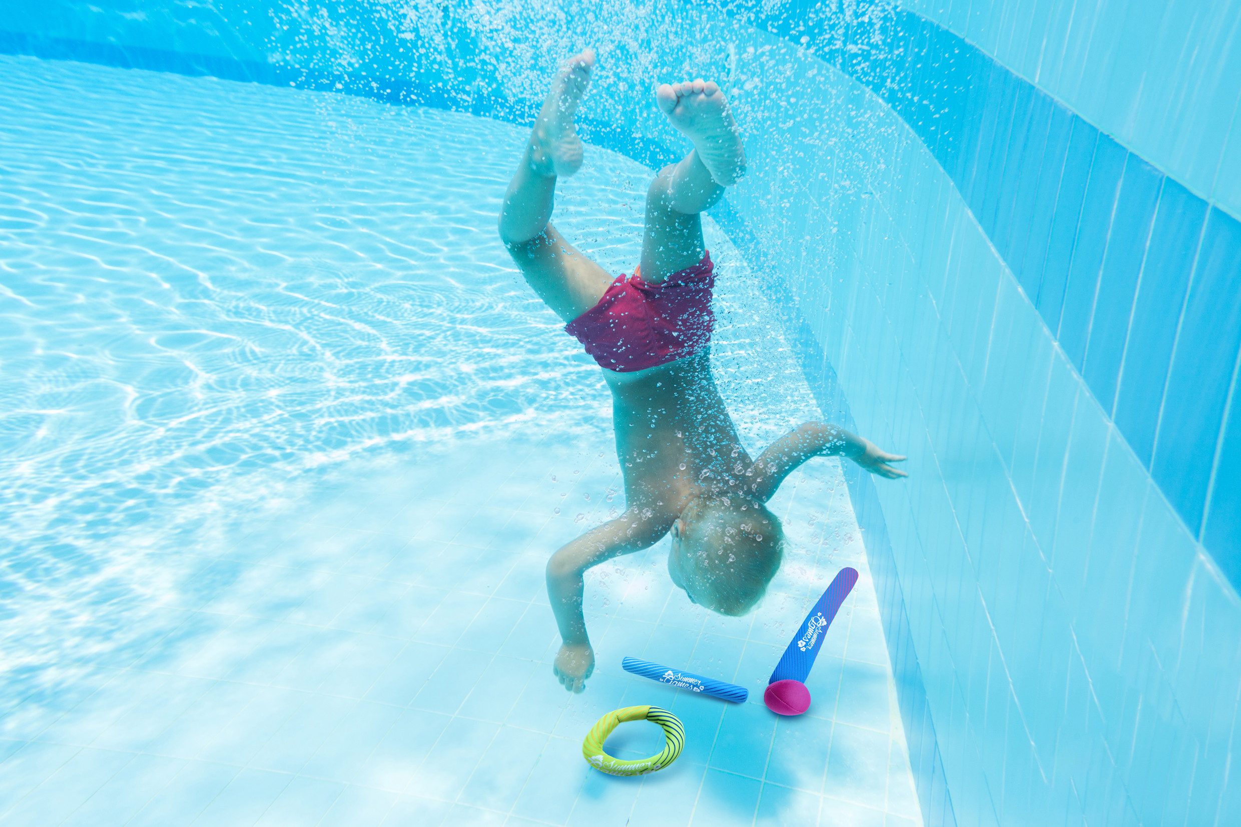 XTREM toys & sports Tauchset SUMMER GAMES Neopren Tauch-Set, 3teilig, Wasserring, Tauchstab & Ball mir Schweif