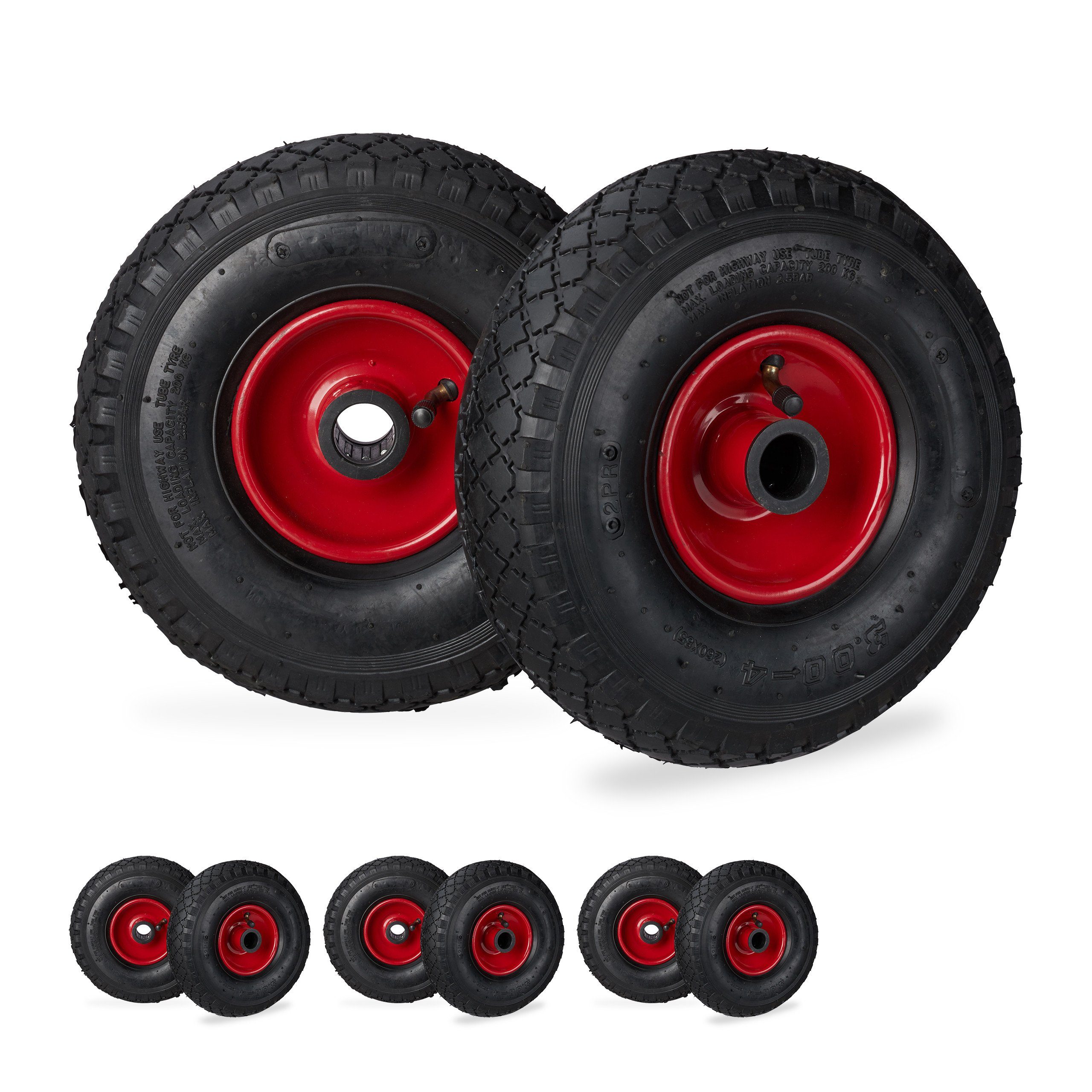 Sackkarren-Rad 8 x Sackkarrenrad 3.00-4 schwarz-rot
