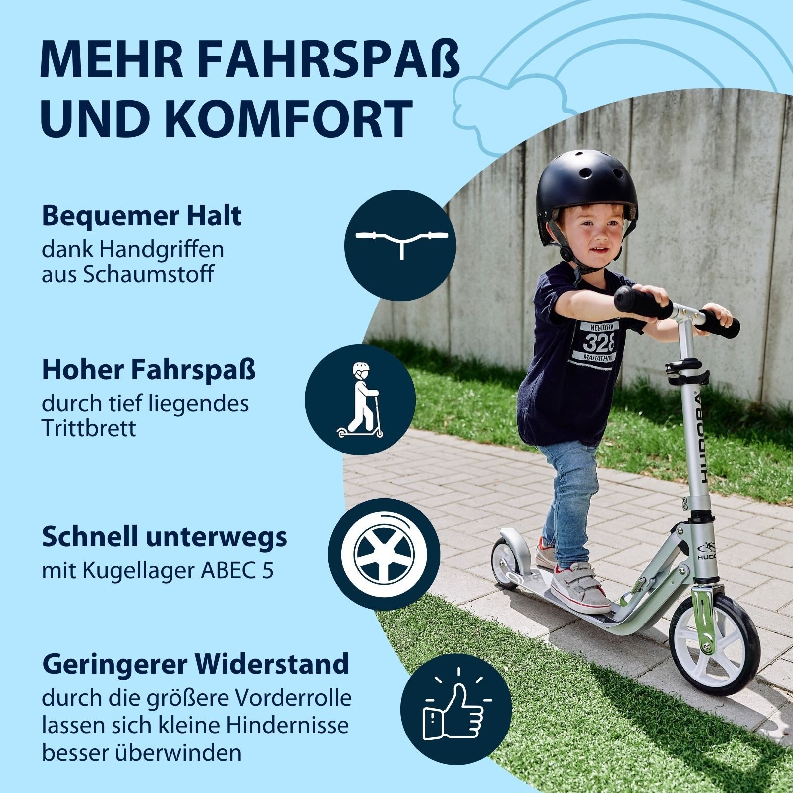 Hudora Cityroller Little BigWheel®, Kinderroller, einklappbarer, höhenverstellbarer Kick-Scooter