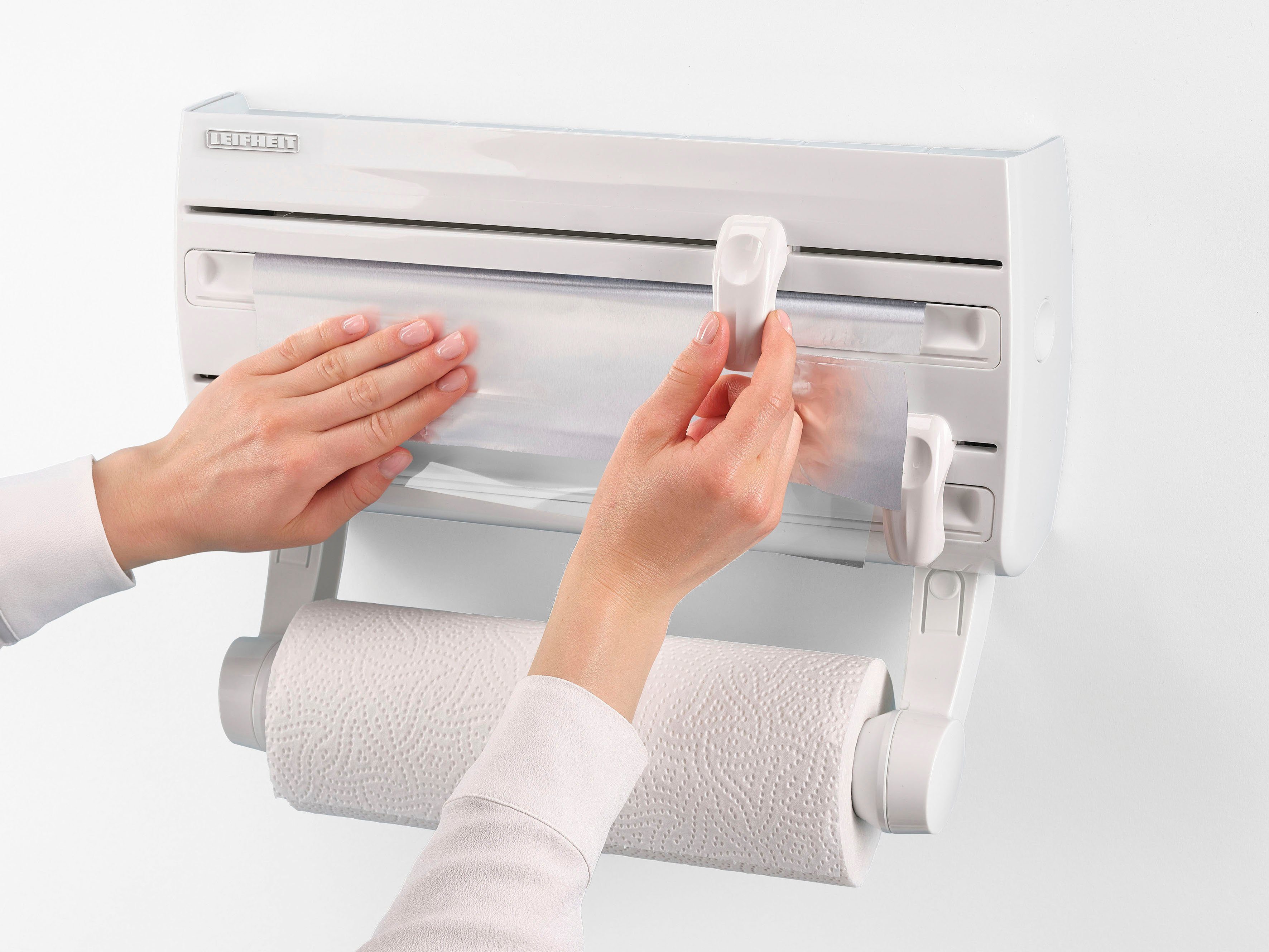 Leifheit Wandrollenhalter Parat F2, Kunststoff, 3-in1