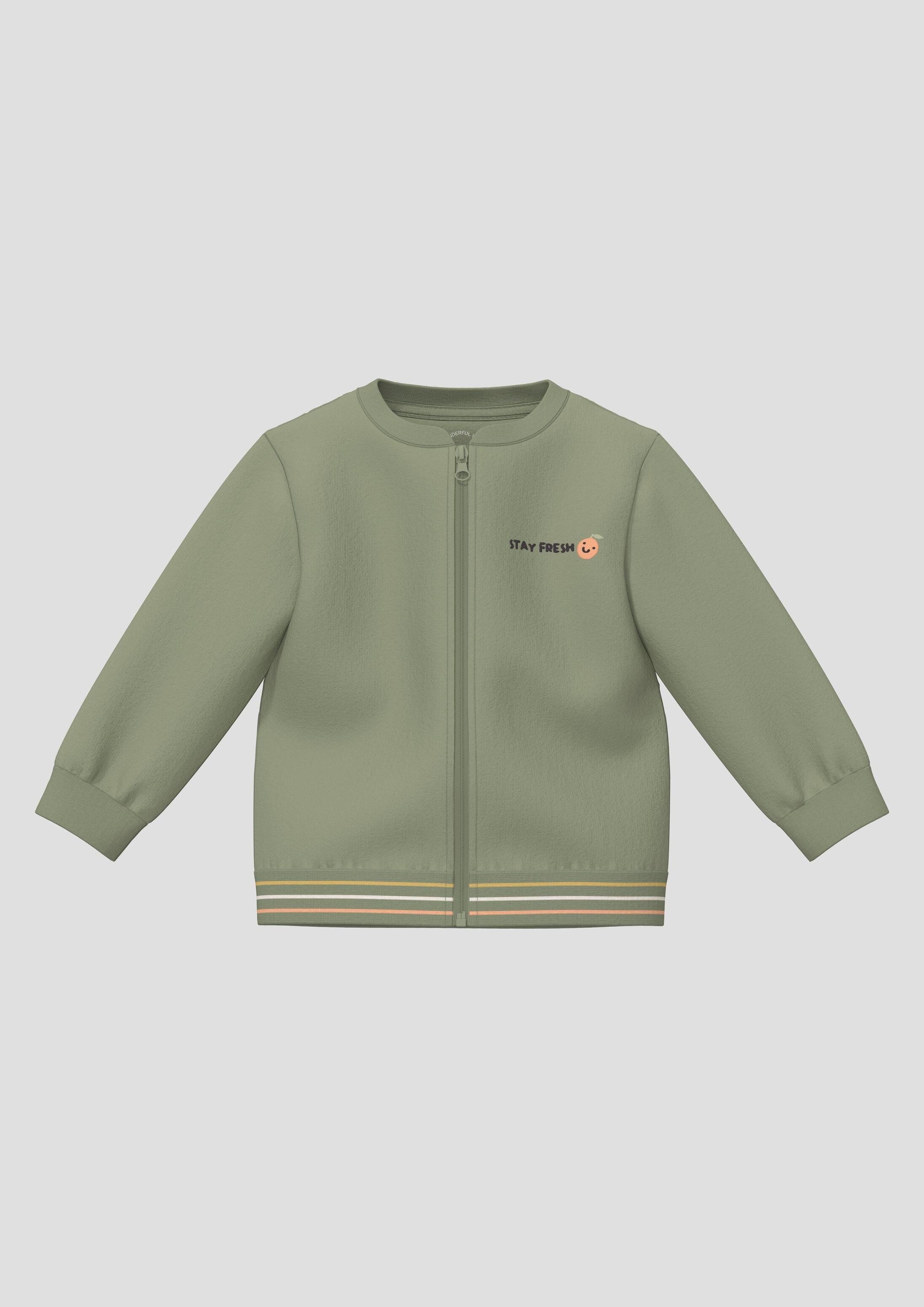 s.Oliver Sweatjacke Sweatshirt Jacke Sweatjacke mit kleiner Stickerei
