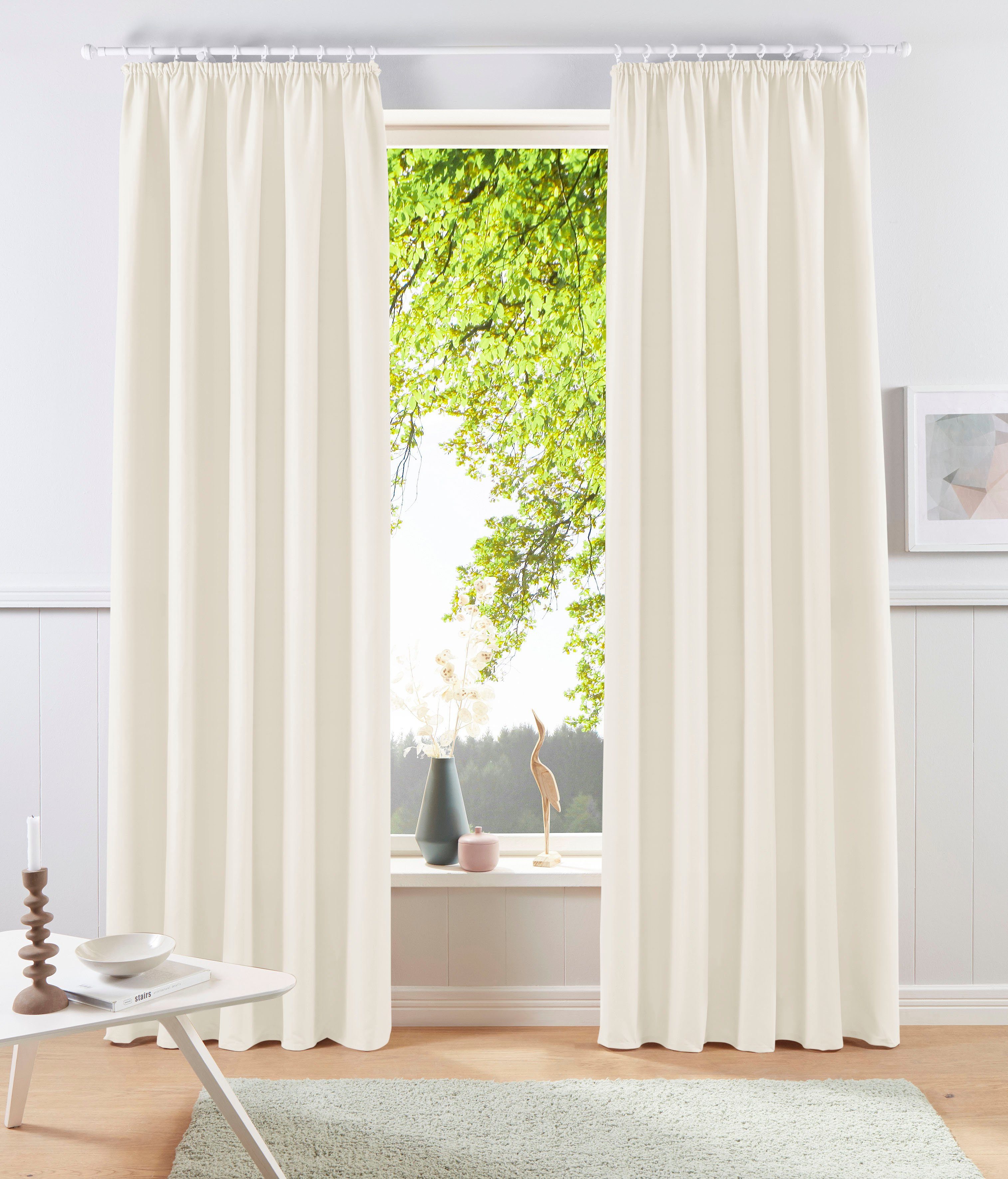 my home Vorhang Raja, Kräuselband (2 St), blickdicht, Polyester, 2er-Set, Bestseller, einfarbig, modern, pflegeleicht, Mikrofaser