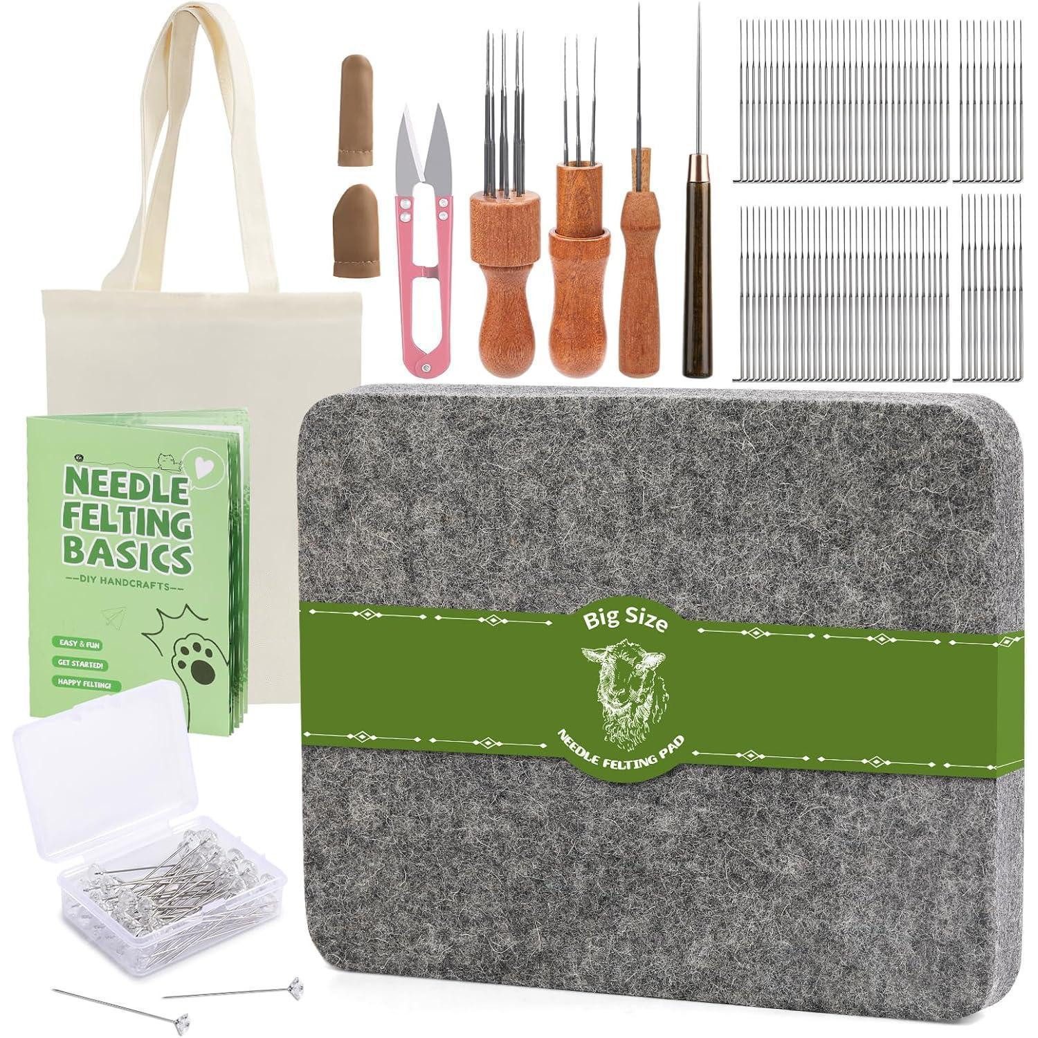 LuxusKollektion Filznadeln Filznadelset 90 8x10 Zoll Filzpad Holzgriffhalter Tasche Größe-1