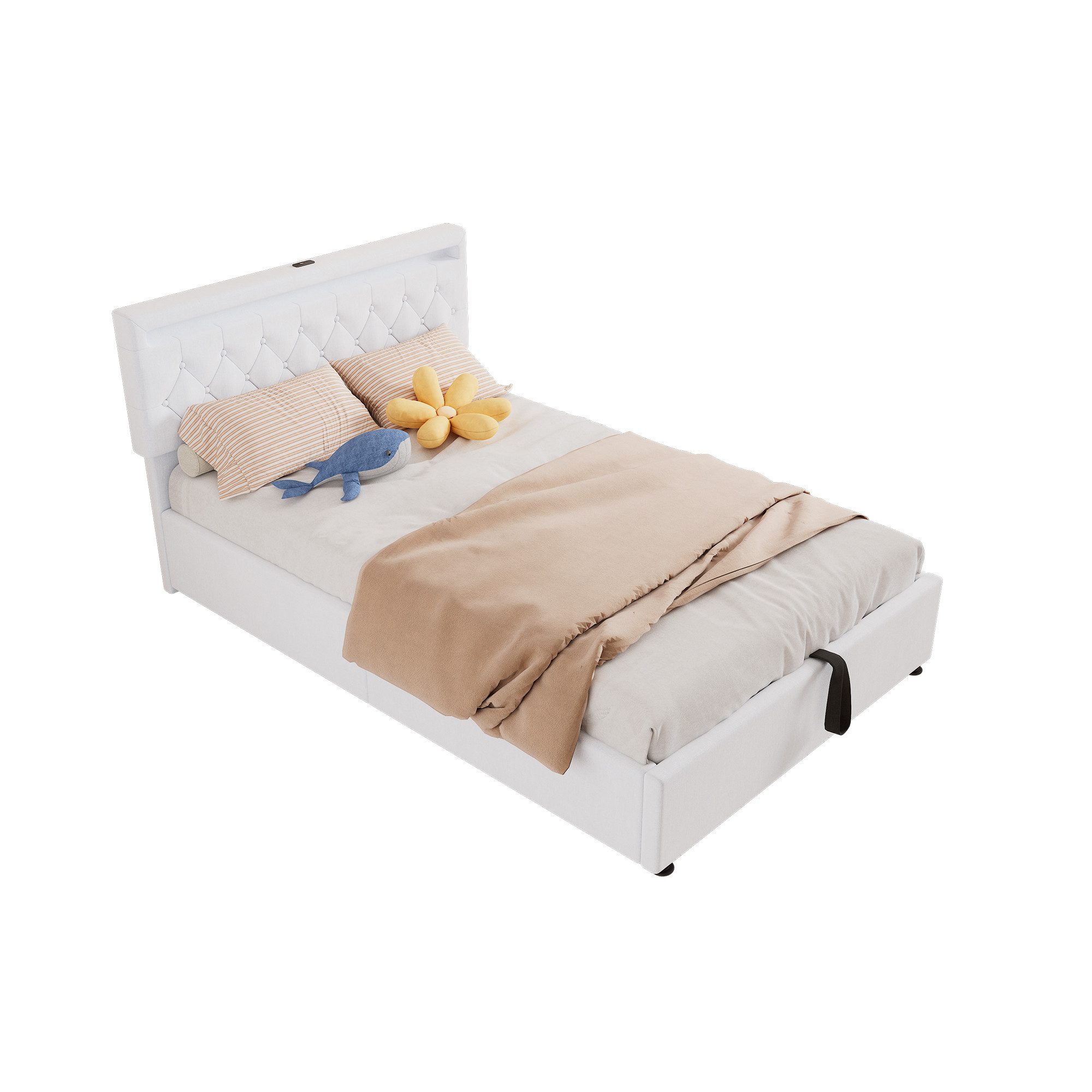 HAUSS SPOLE Polsterbett 140x200cm mitUmgebungslicht, Fernbedienung, günstig online kaufen