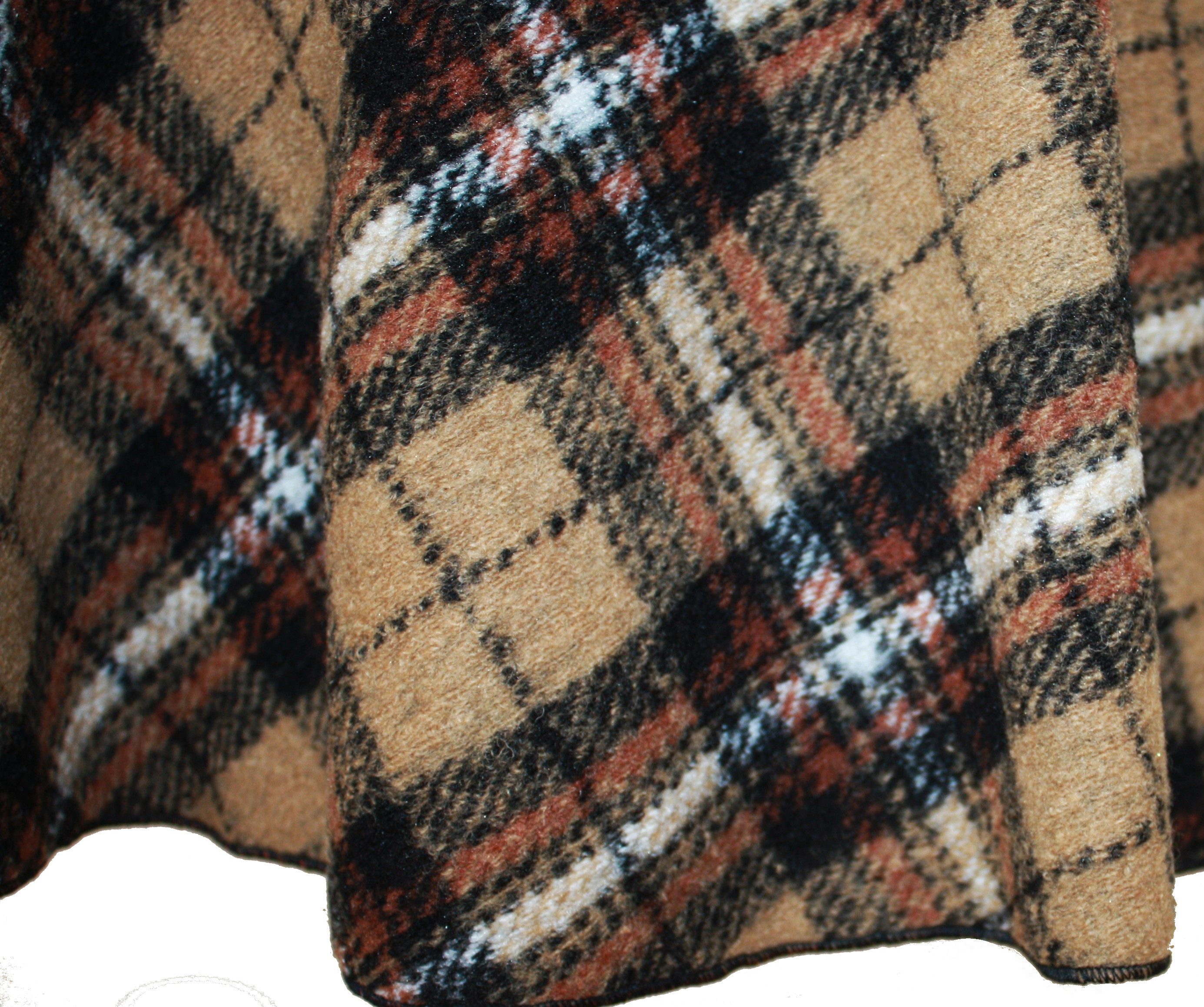 dunkle design Strickrock Wolle Kariert Braun 57cm elastischer Bund
