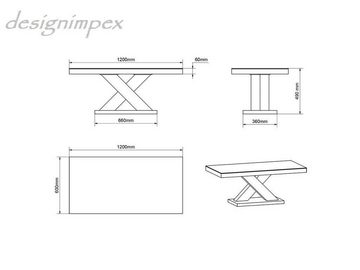 designimpex Couchtisch Design H-888 Grau / Weiß Hochglanz Highgloss Tisch Wohnzimmertisch