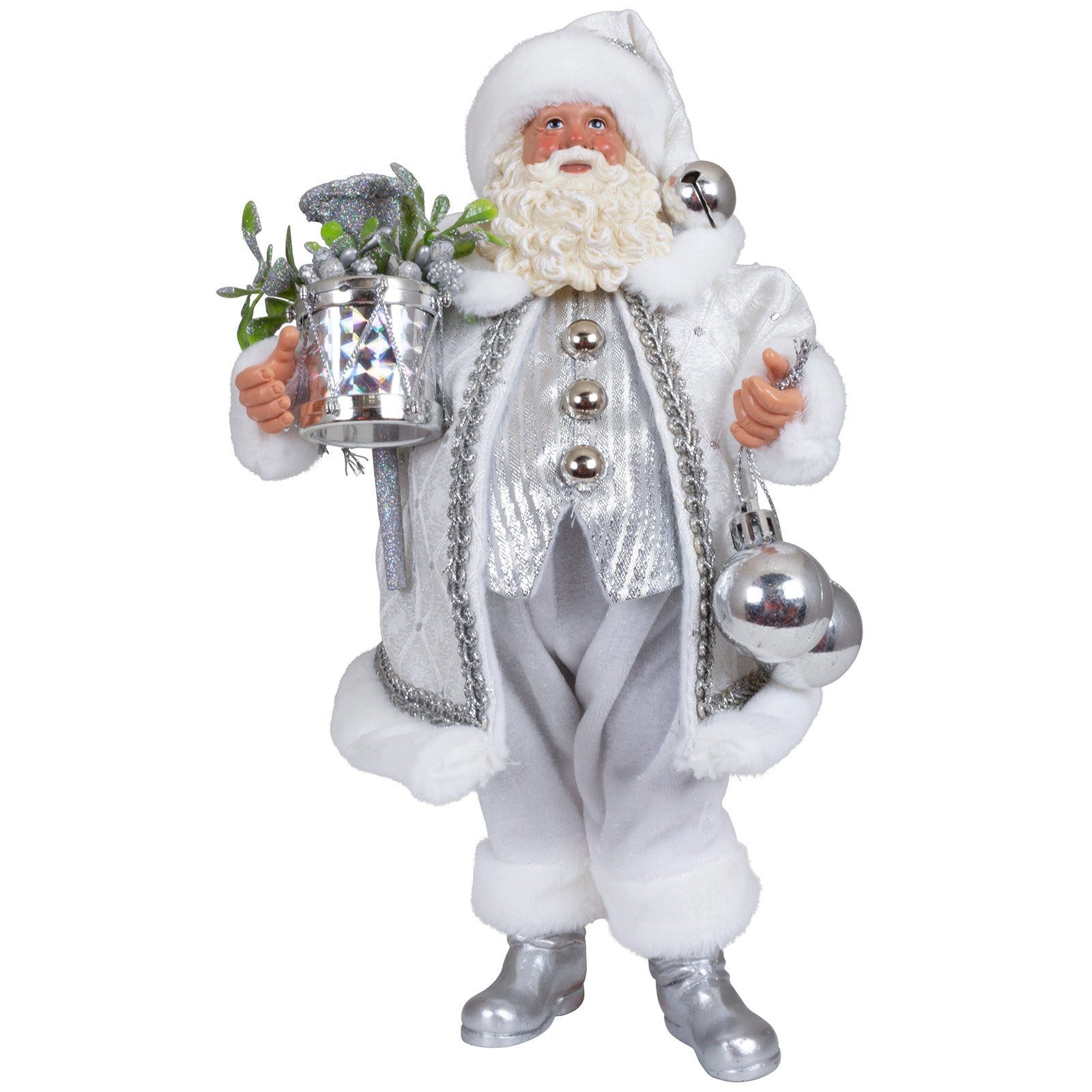 Christmas Paradise Weihnachtsmann Deko Figur 28 cm (Weihnachtsdeko, 1 St., stehend), weiß-silber