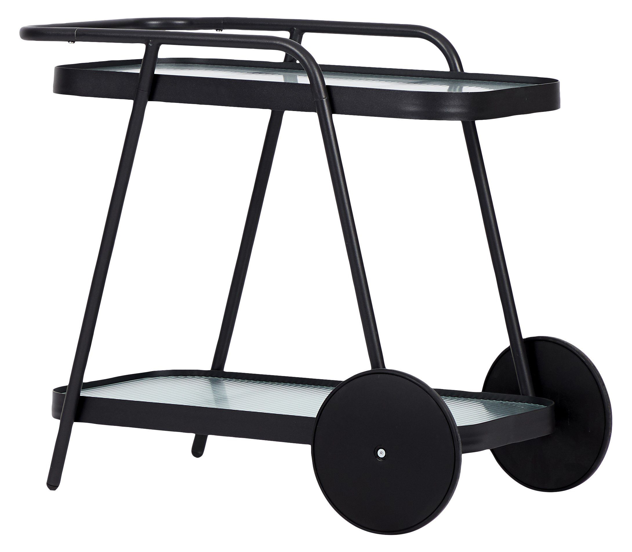 ebuy24 Gartentisch Steam Servierwagen, schwarz und klare Streifen.