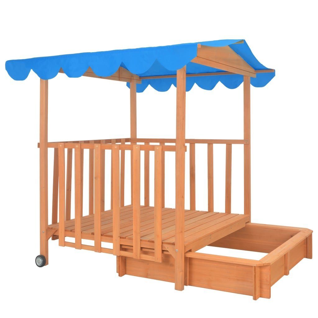 Sandkasten Sandkasten Tannenholz Kinderspielhaus UV50 Sandkiste vidaXL mit Blau