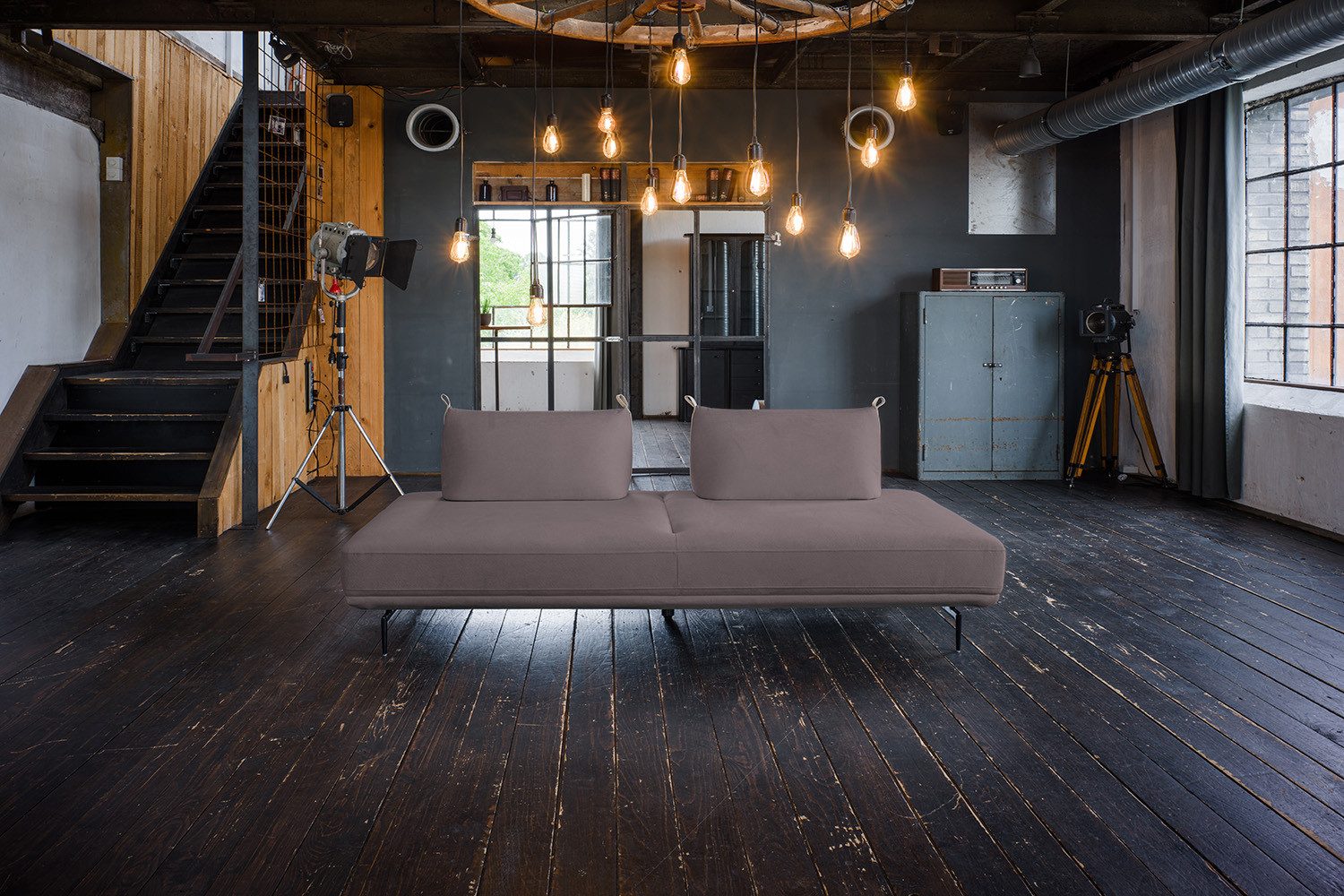 KAWOLA Schlafsofa CANE, Daybed Stoff, mit oder ohne Armlehnkissen, 210x100 cm