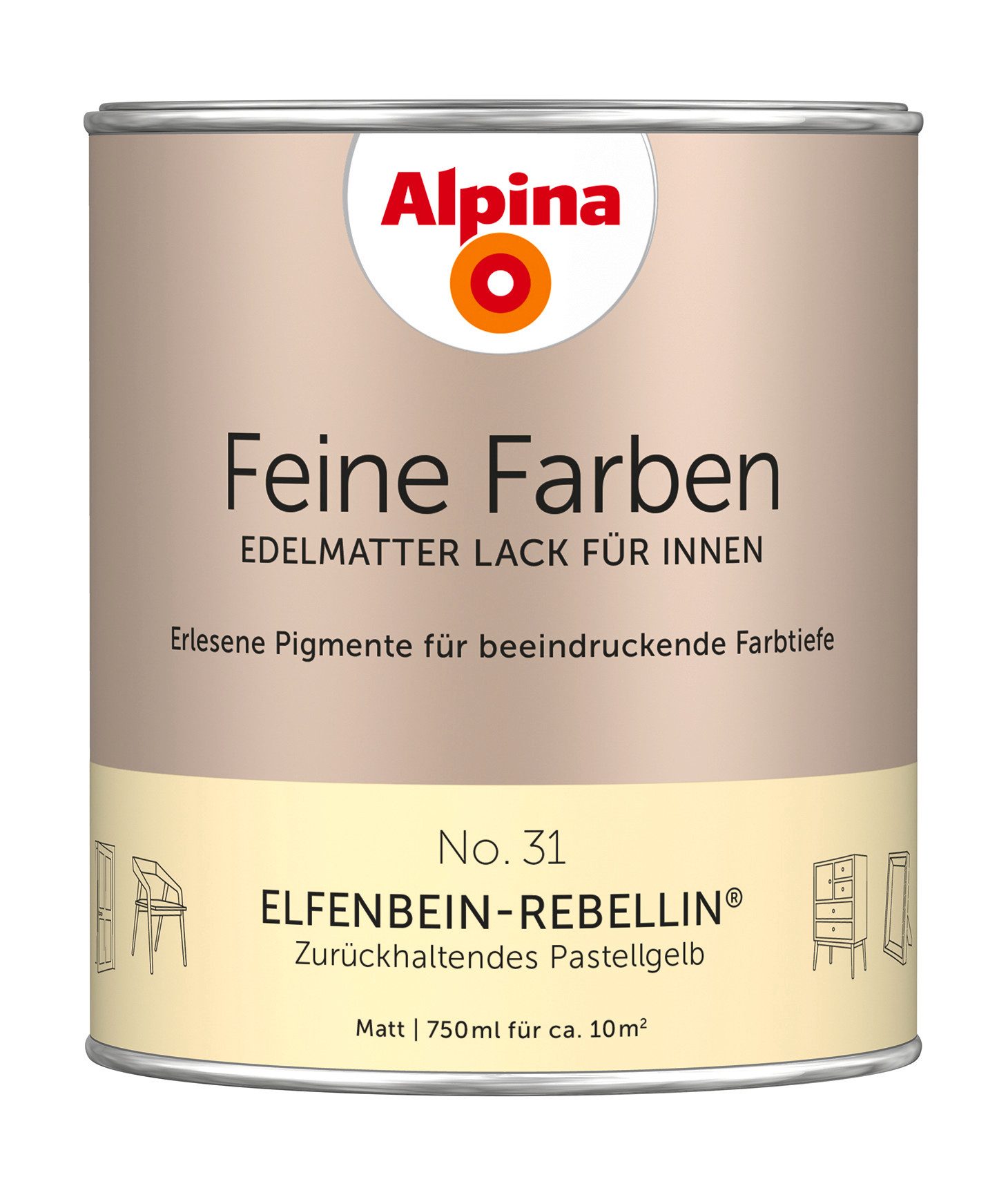 Lack Alpina Feine Farben Lack edelmatt 750ml - Farbfamilie Gelb
