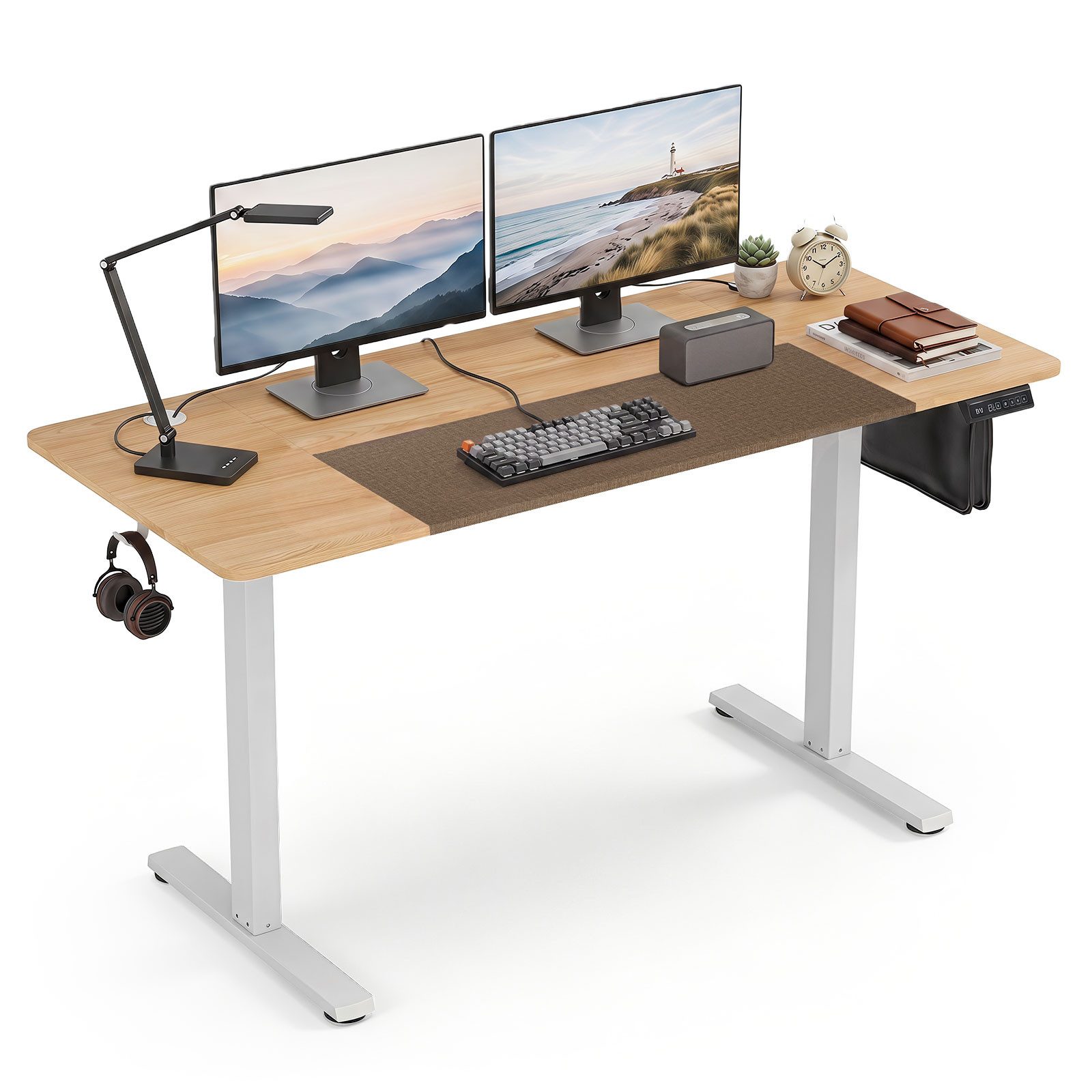 COSTWAY Schreibtisch, höhenverstellbar elektrisch 140x60cm Memory-Funktion Kollisionsschutz