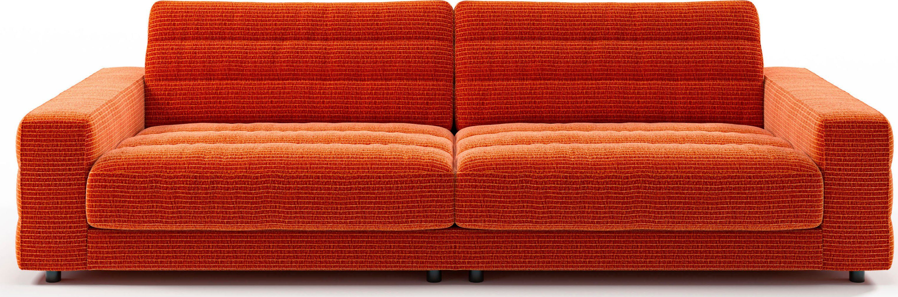 3C Candy Big-Sofa Stripes, Lose Rückenkissen, mit feiner Quersteppung aperol